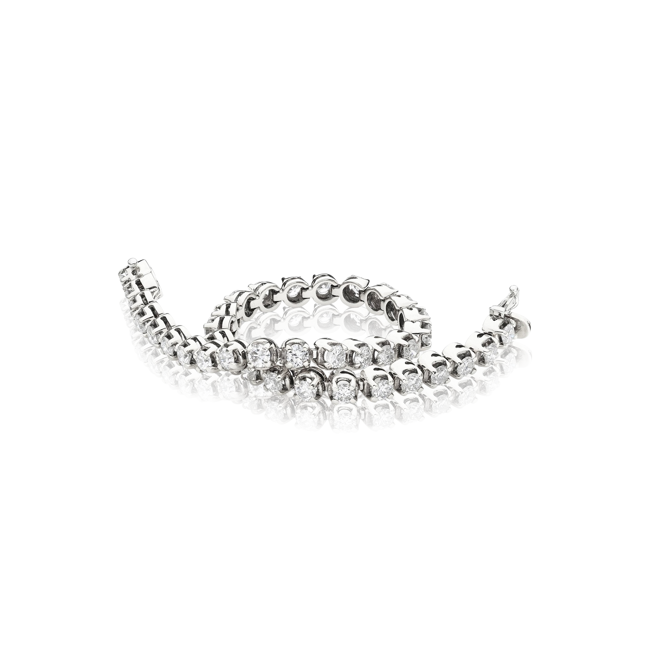Two silver beaded bracelets on a white background