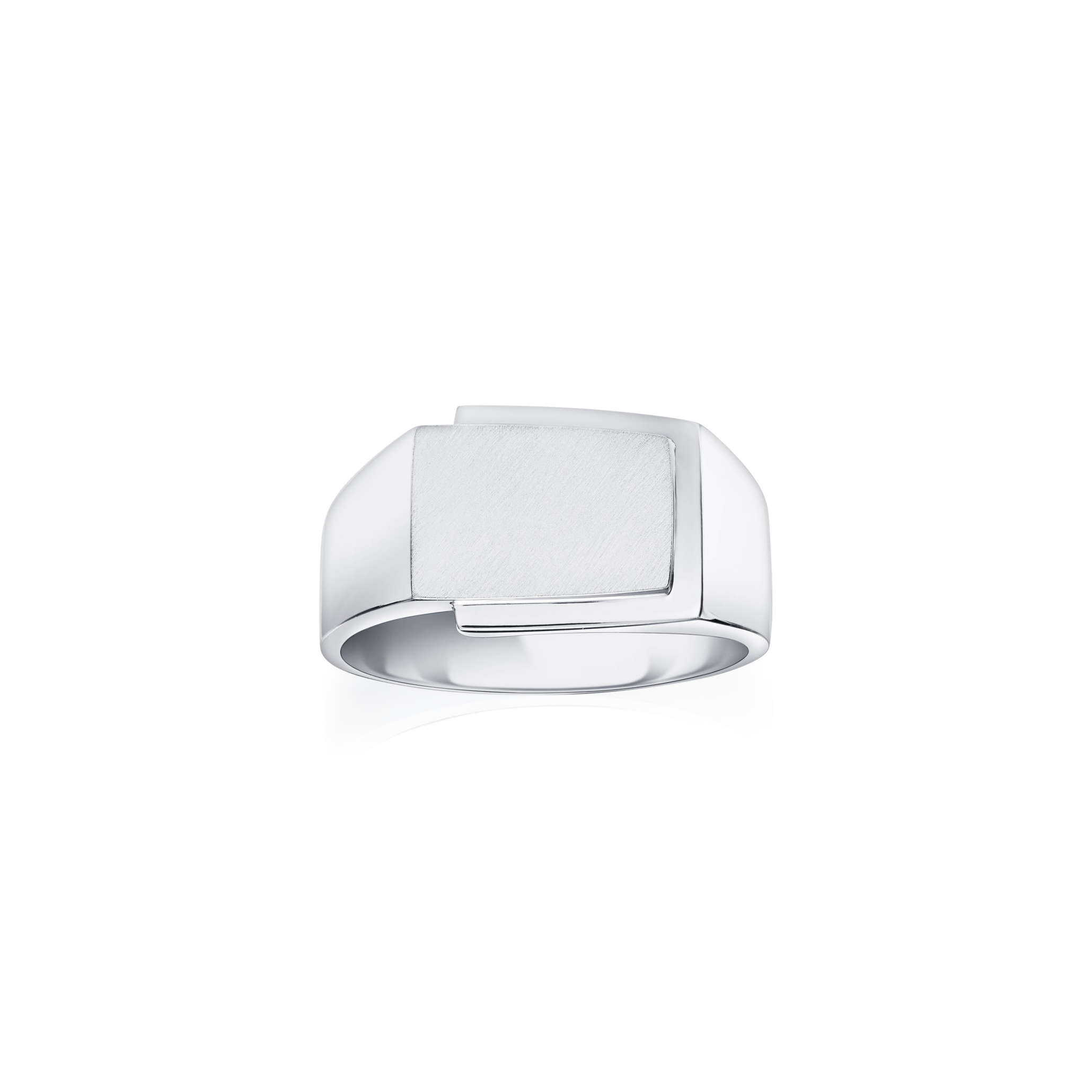 18ct White Gold Wide Flat Edge Signet Ring