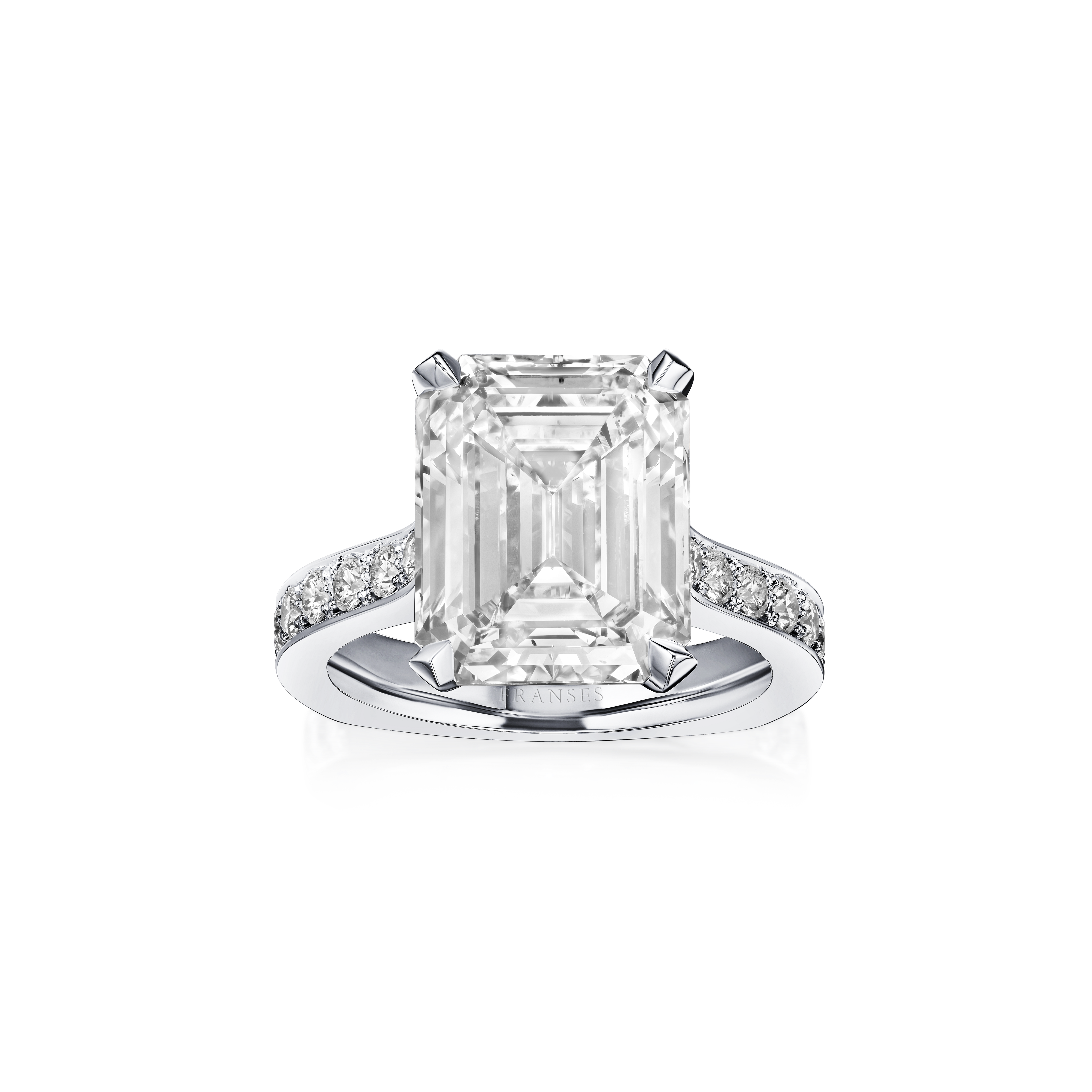 Large Emerald Cut Ring Diamond Shoulders