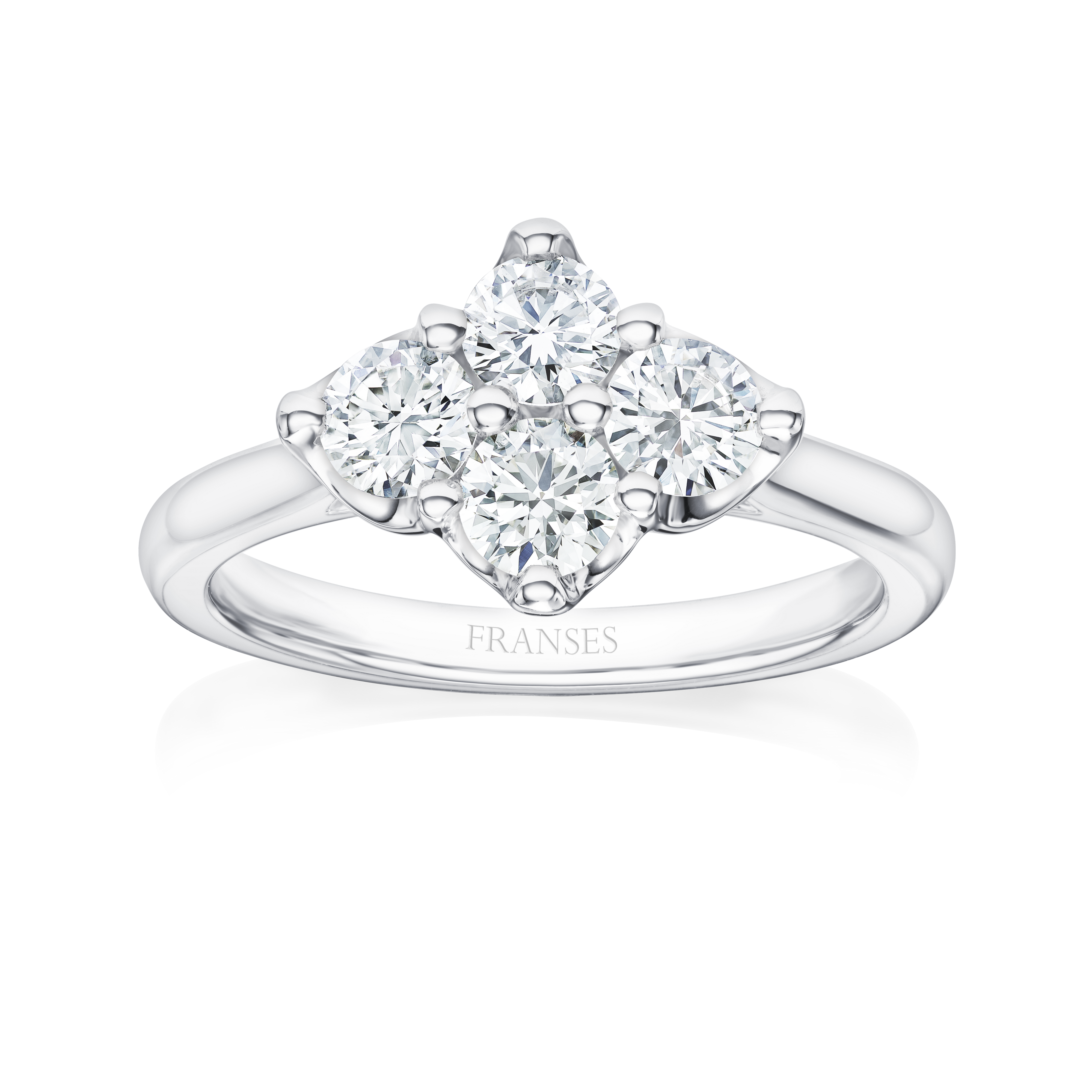 Diamond ring with 'FRANSES' branding on a white background