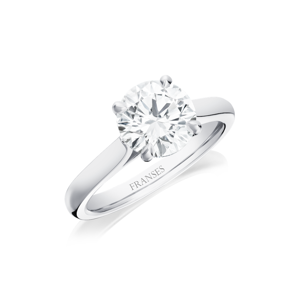 Diamond ring with 'Frannes' branding on a white background