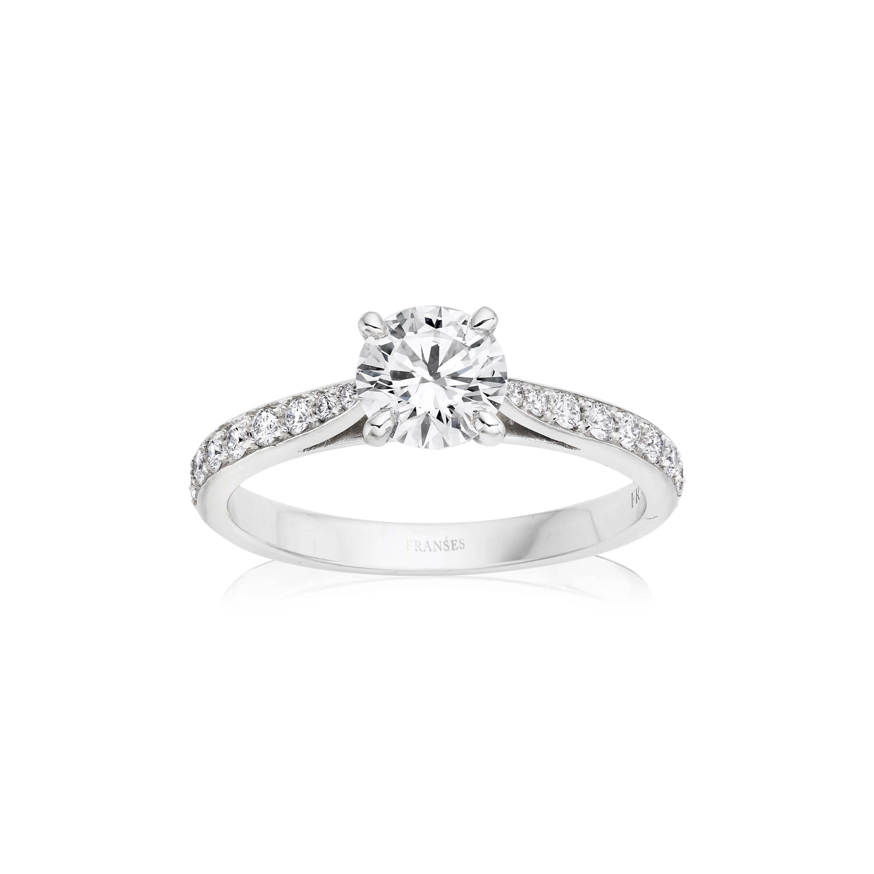 Diamond Band Single Stone Engagement Ring