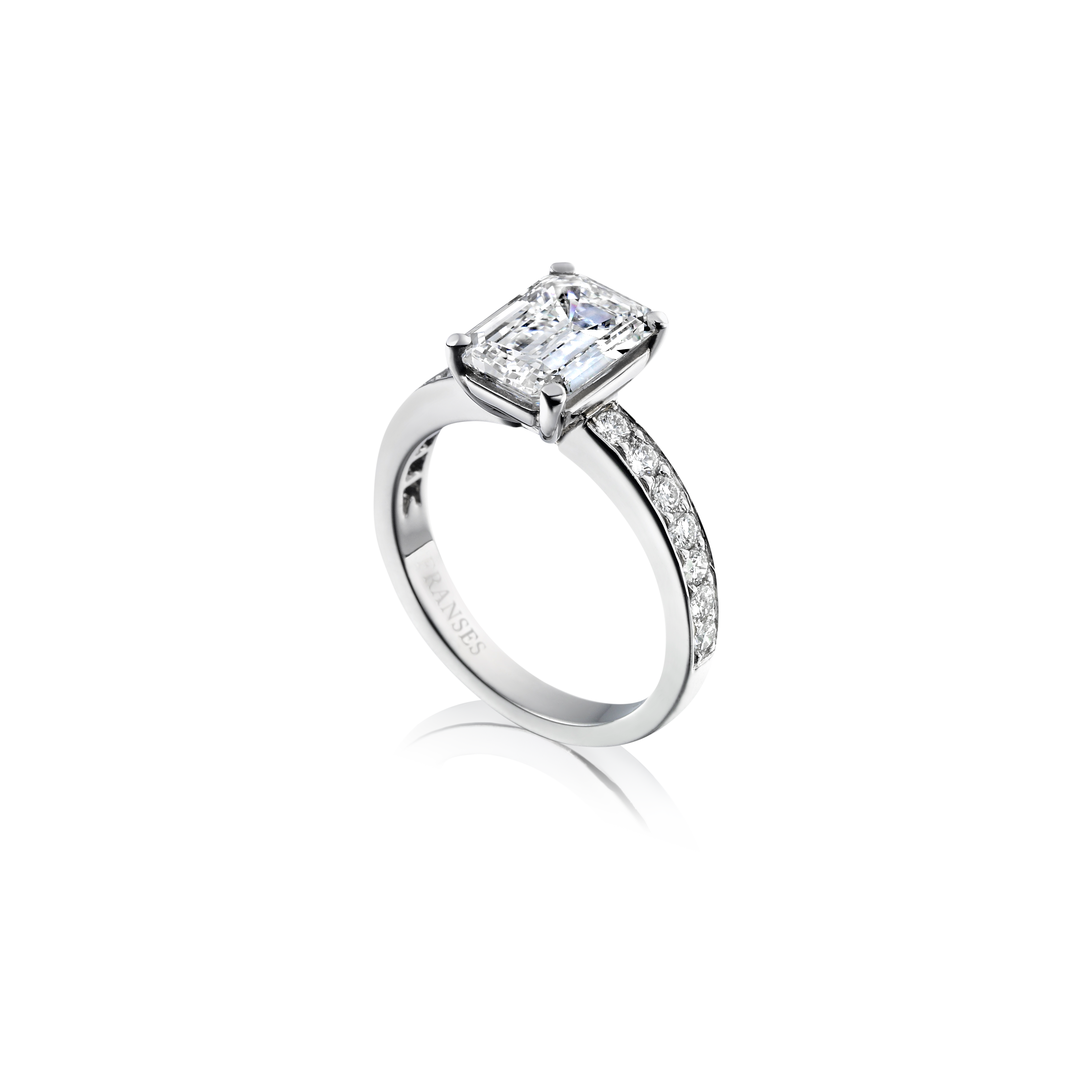 Diamond Band with Emerald Cut Diamond