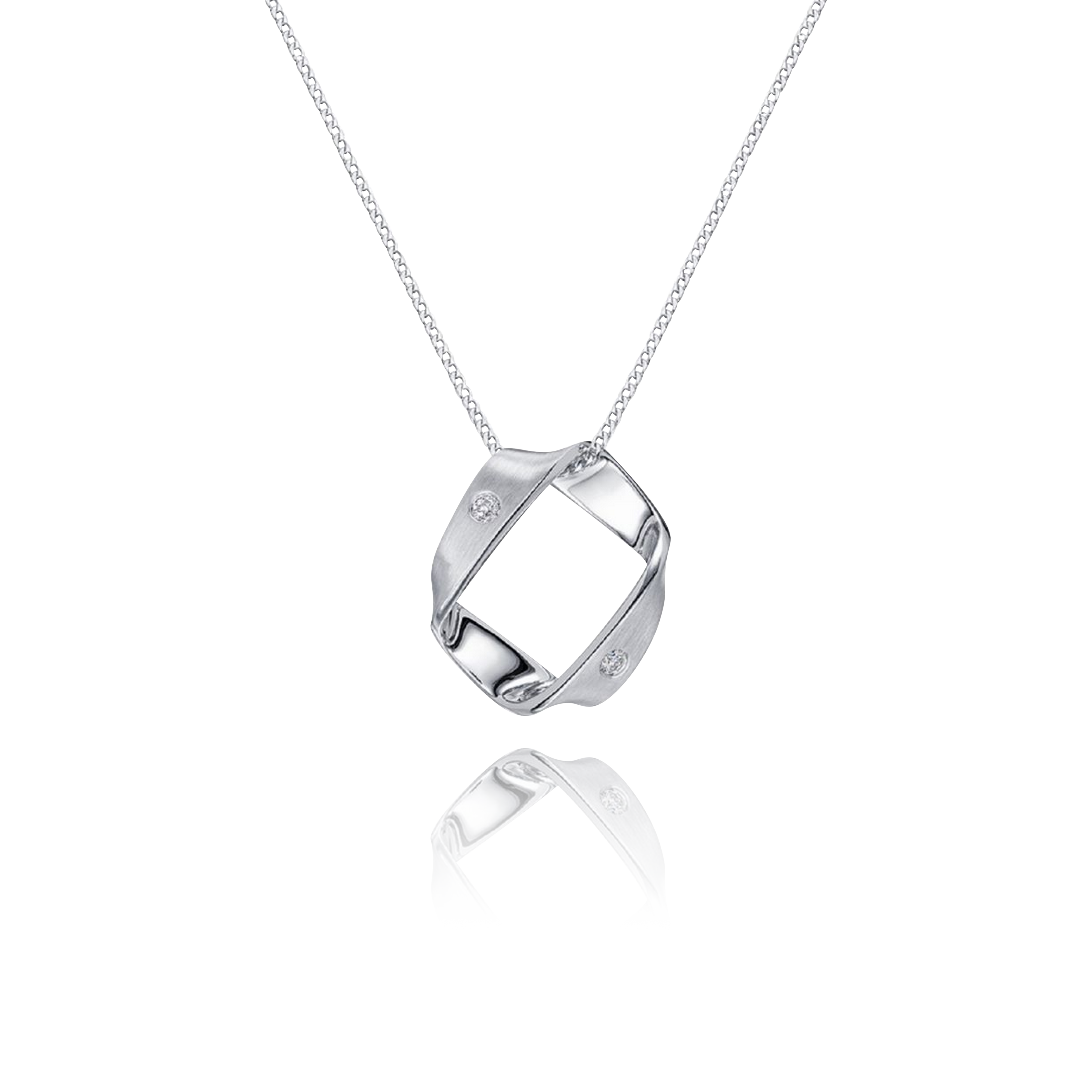 Silver necklace with a pendant on a white background