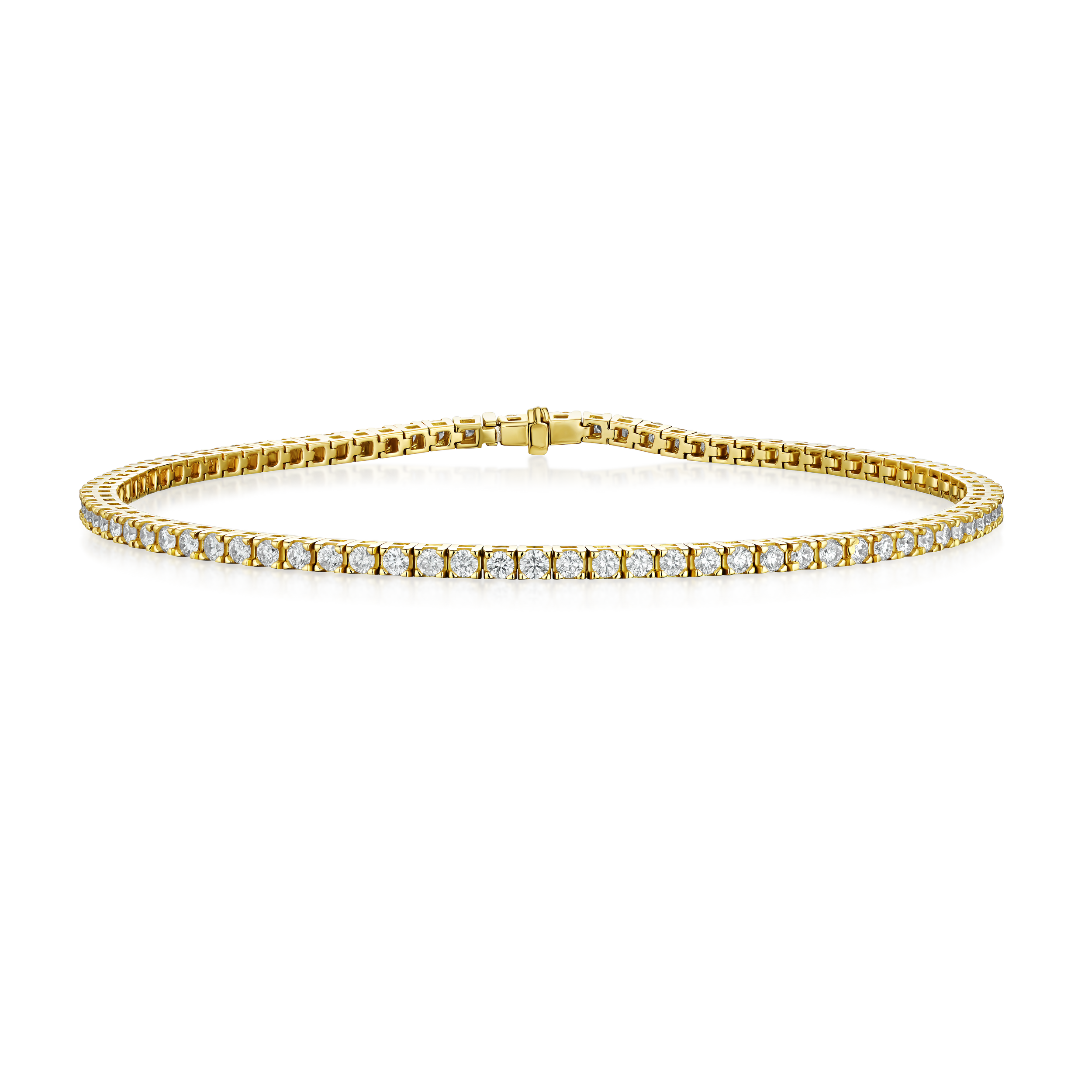 Gold bracelet with diamonds on a white background