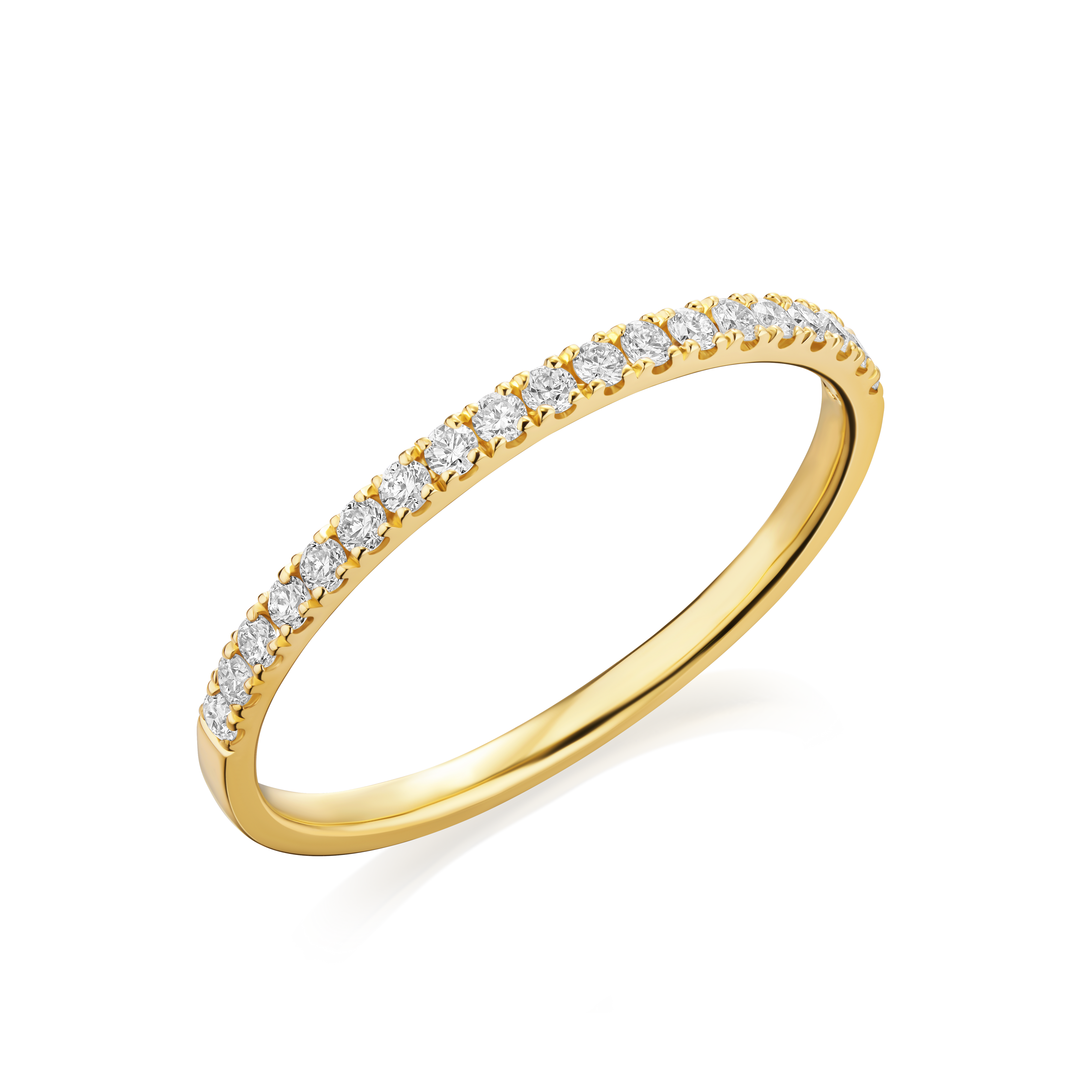 Gold ring with diamonds on a white background