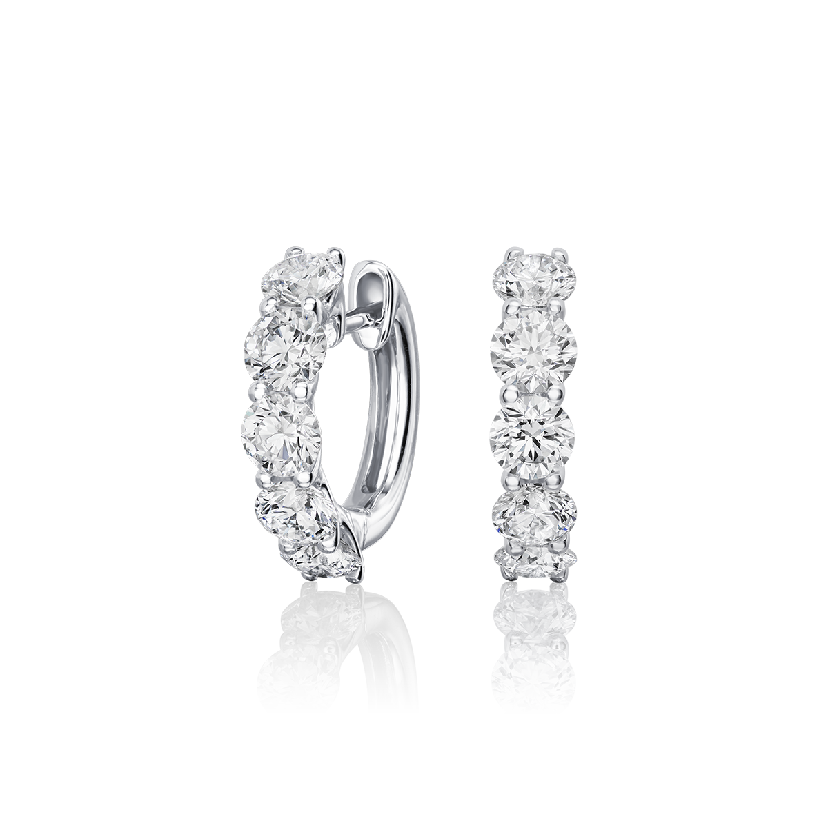 Diamond hoop earrings on a white background