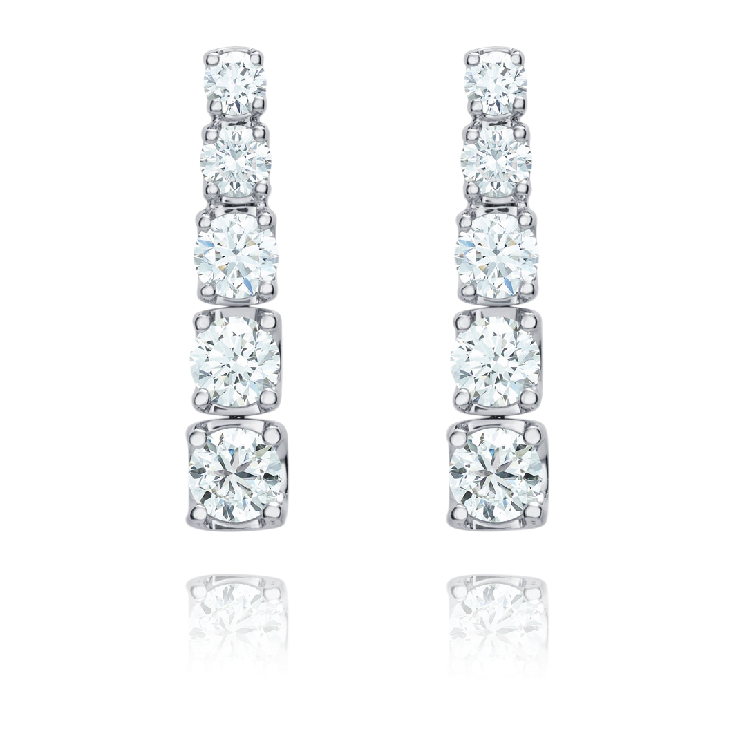 Pair of diamond earrings on a white background