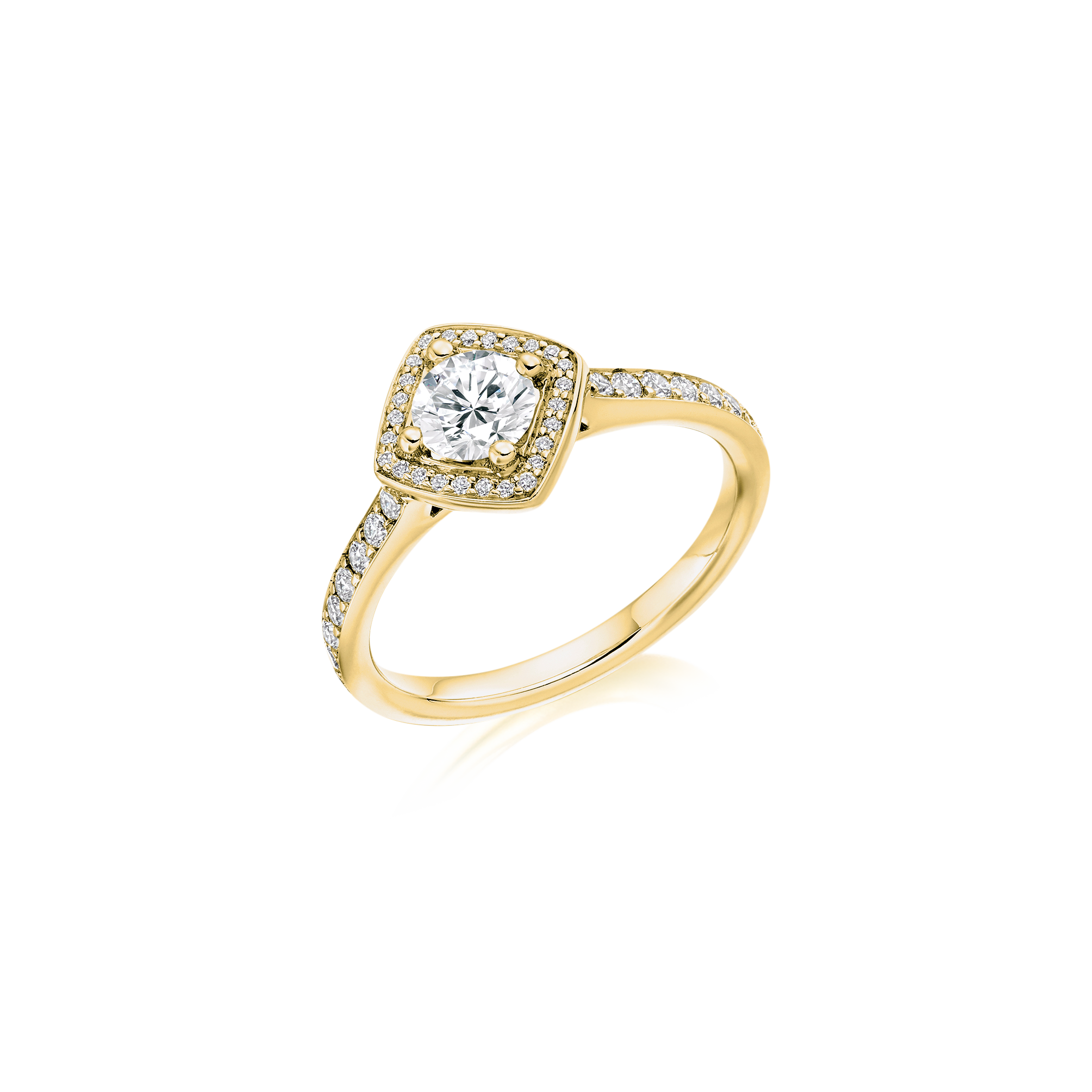 Round Brilliant Halo Ring with Rim