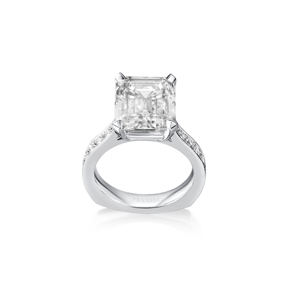 Large Emerald Cut Ring Diamond Shoulders
