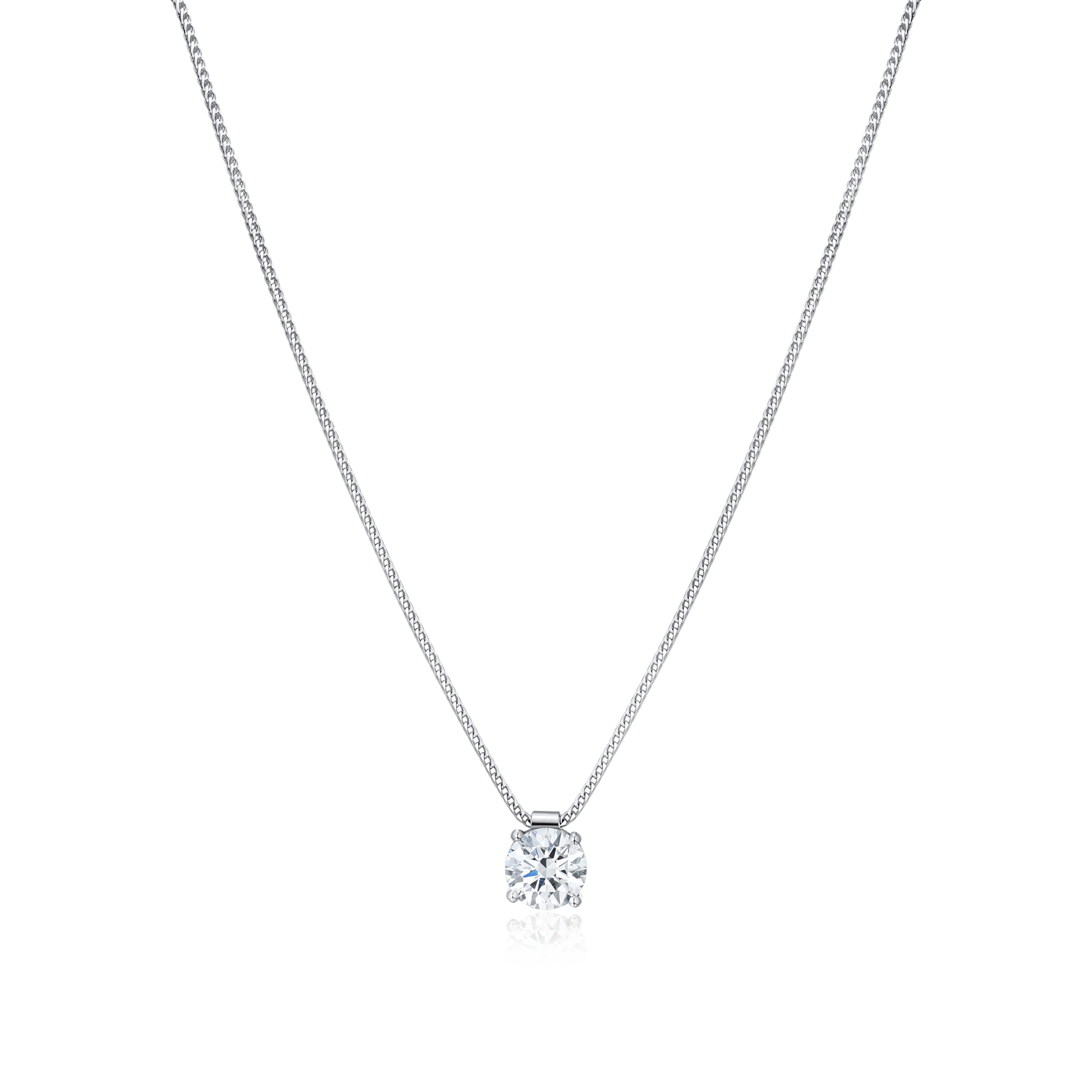 Diamond necklace on a white background