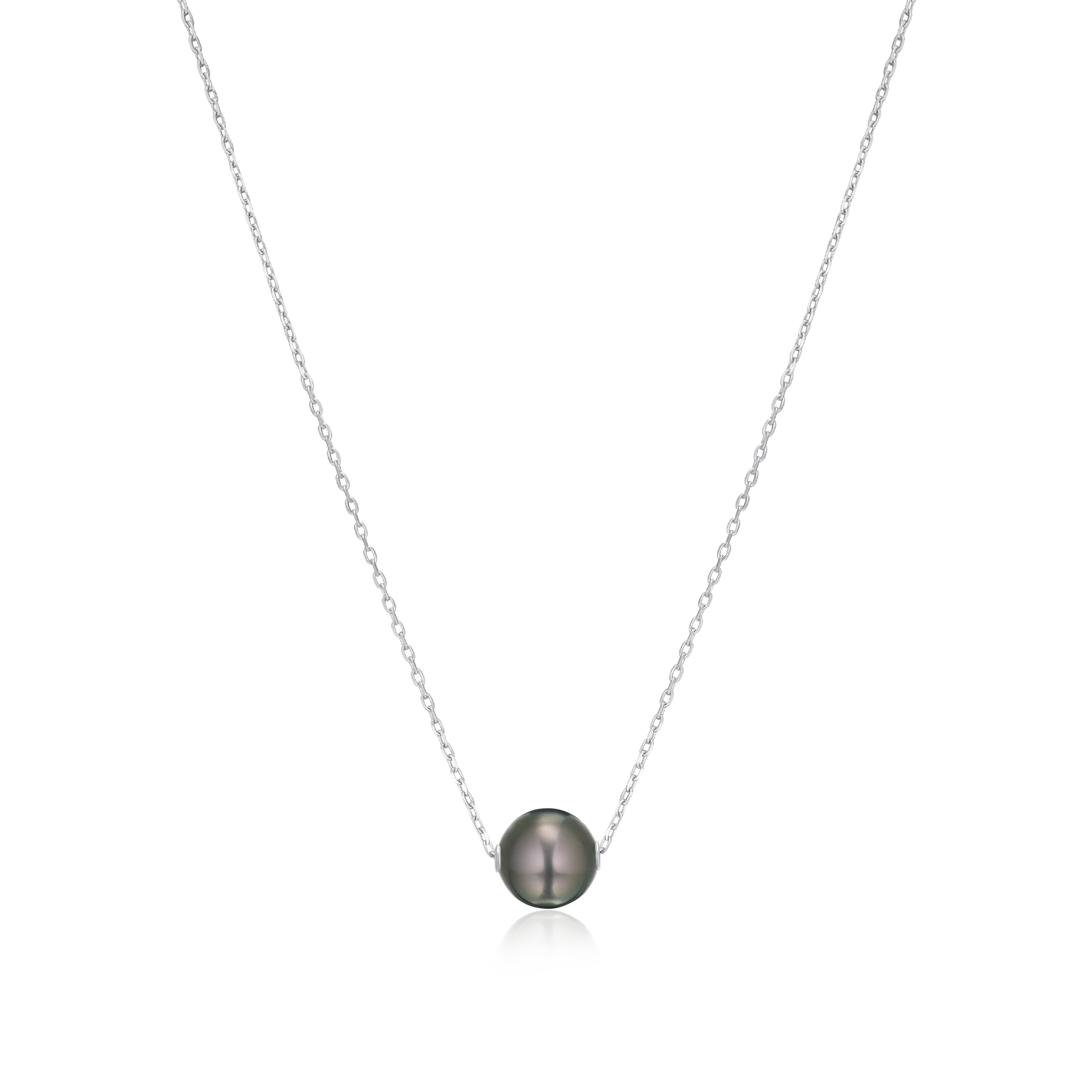 Necklace with a single pearl pendant on a white background