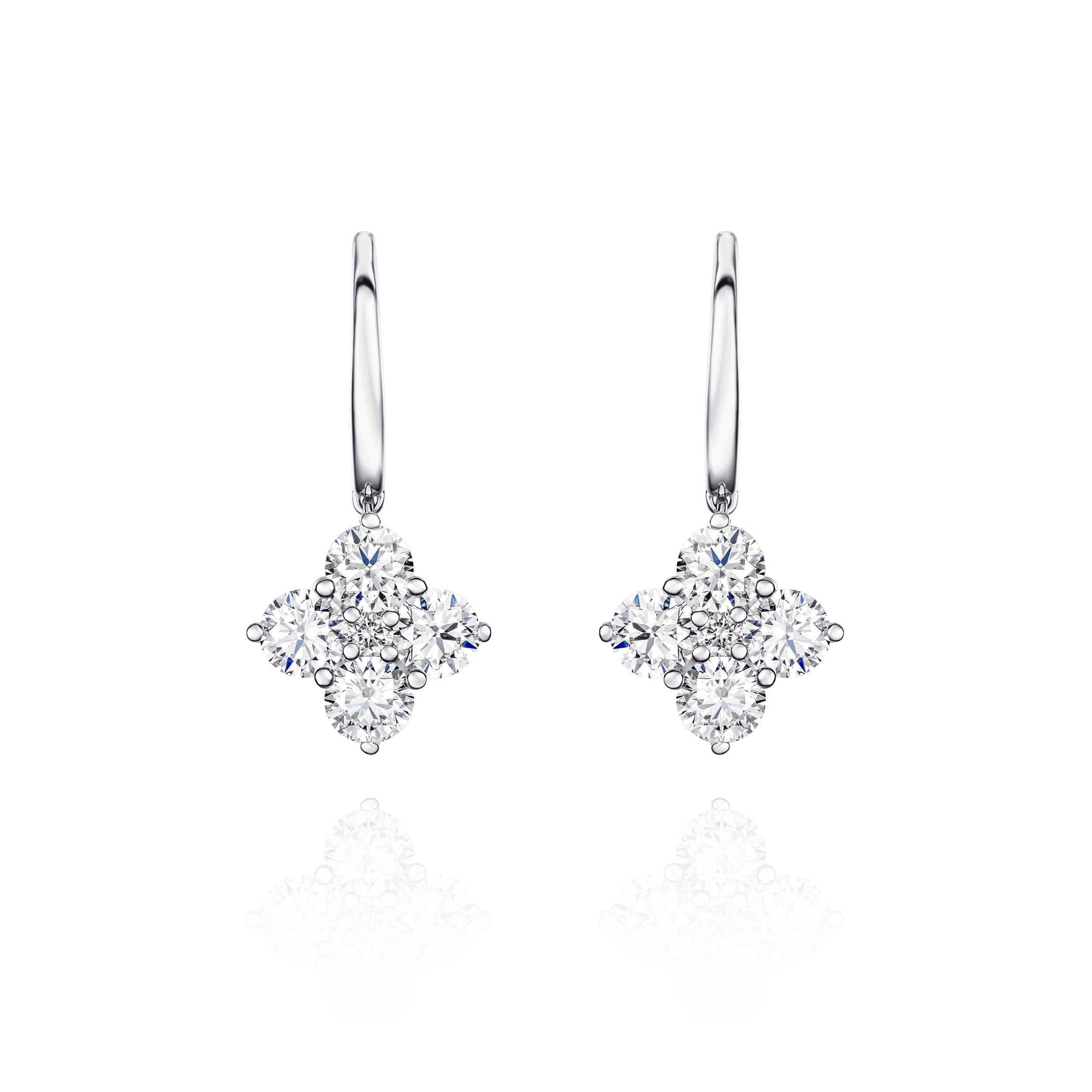 Pair of diamond earrings on a white background