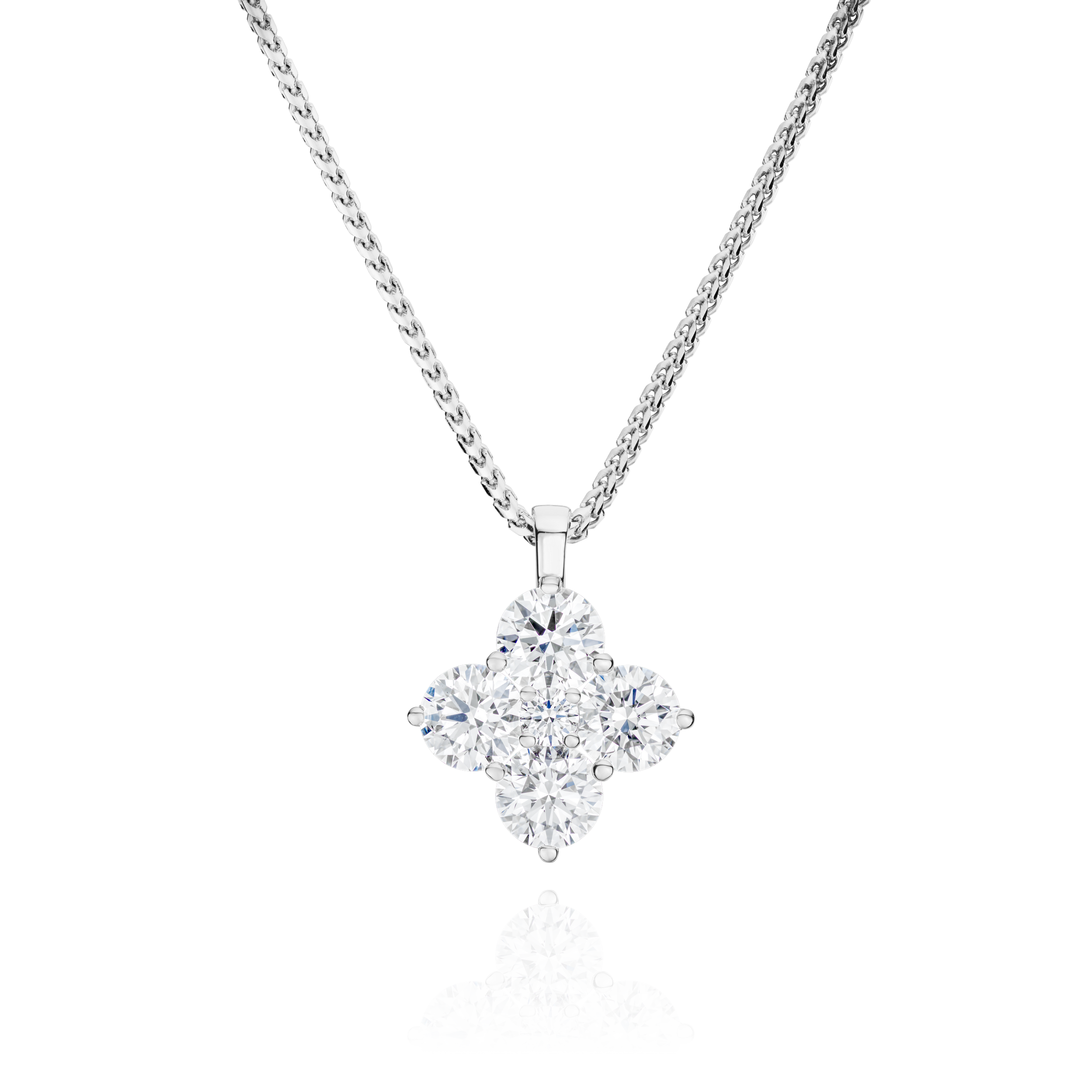 Diamond necklace on a white background