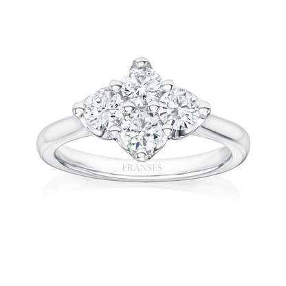 Diamond ring with 'FRANSES' branding on a white background