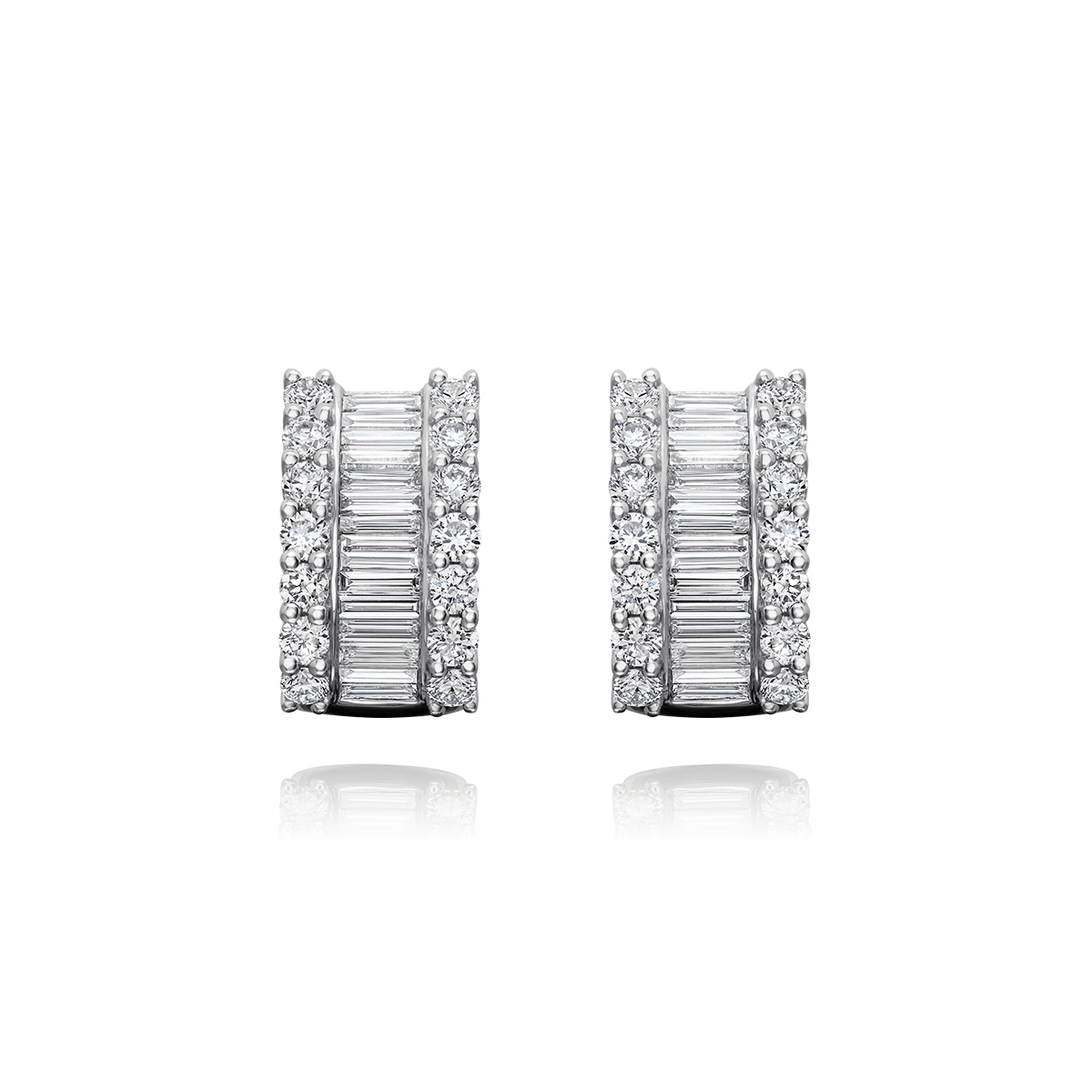 Pair of diamond earrings on a white background