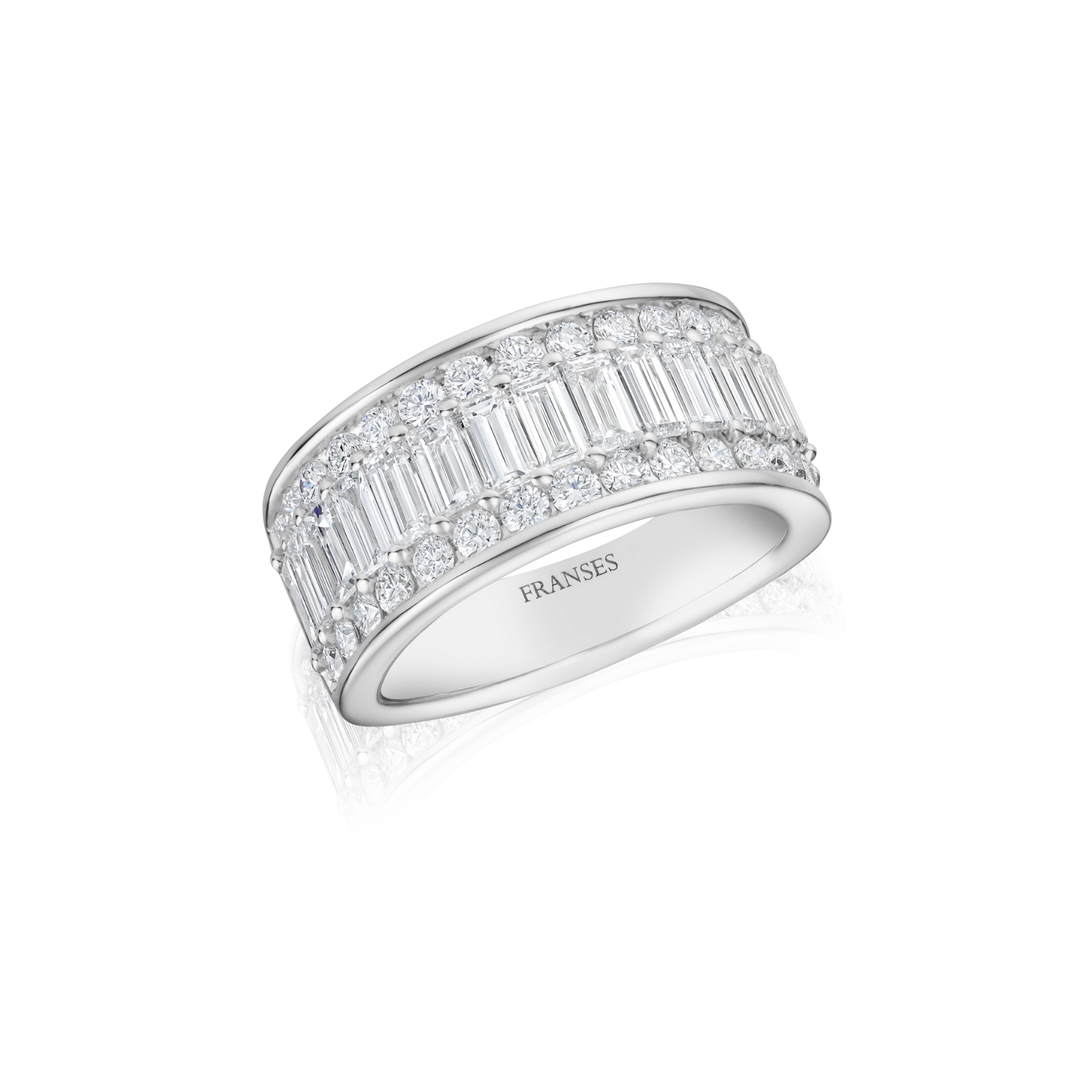 Baguette & Brilliant Cut Ring with Rim
