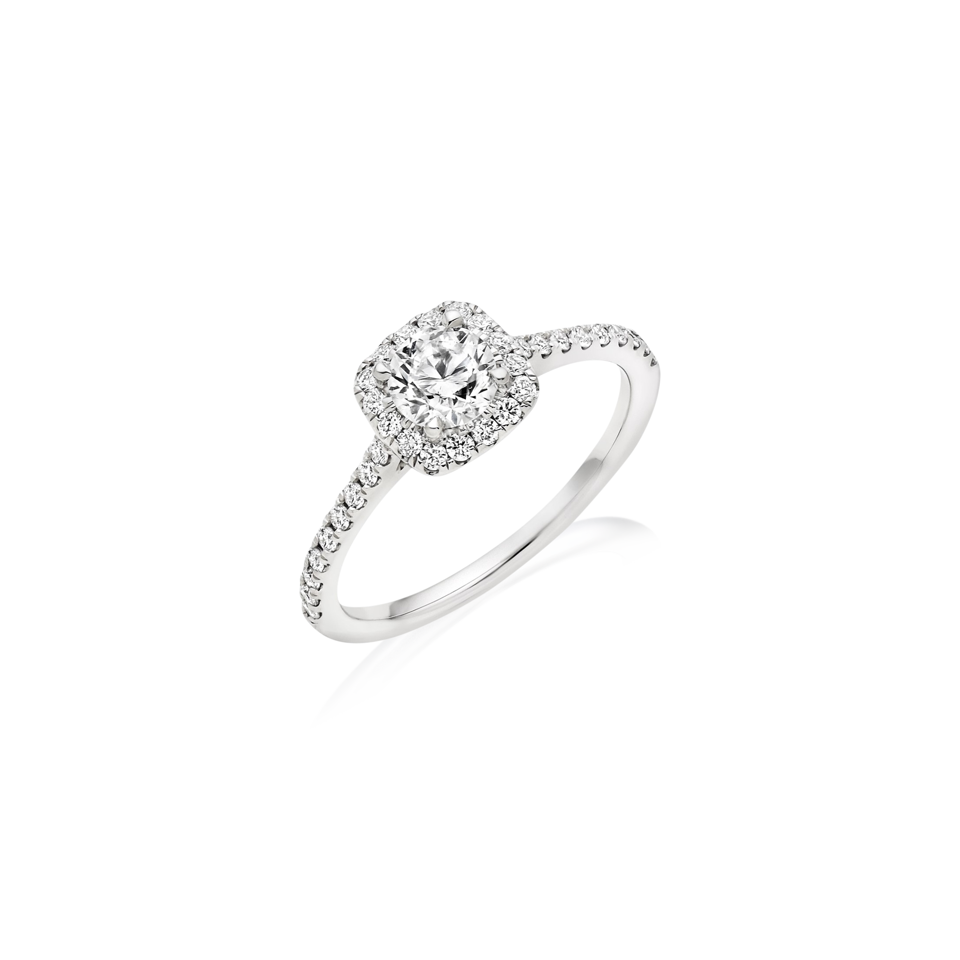 Brilliant Cut Diamond set in Square Diamond Halo