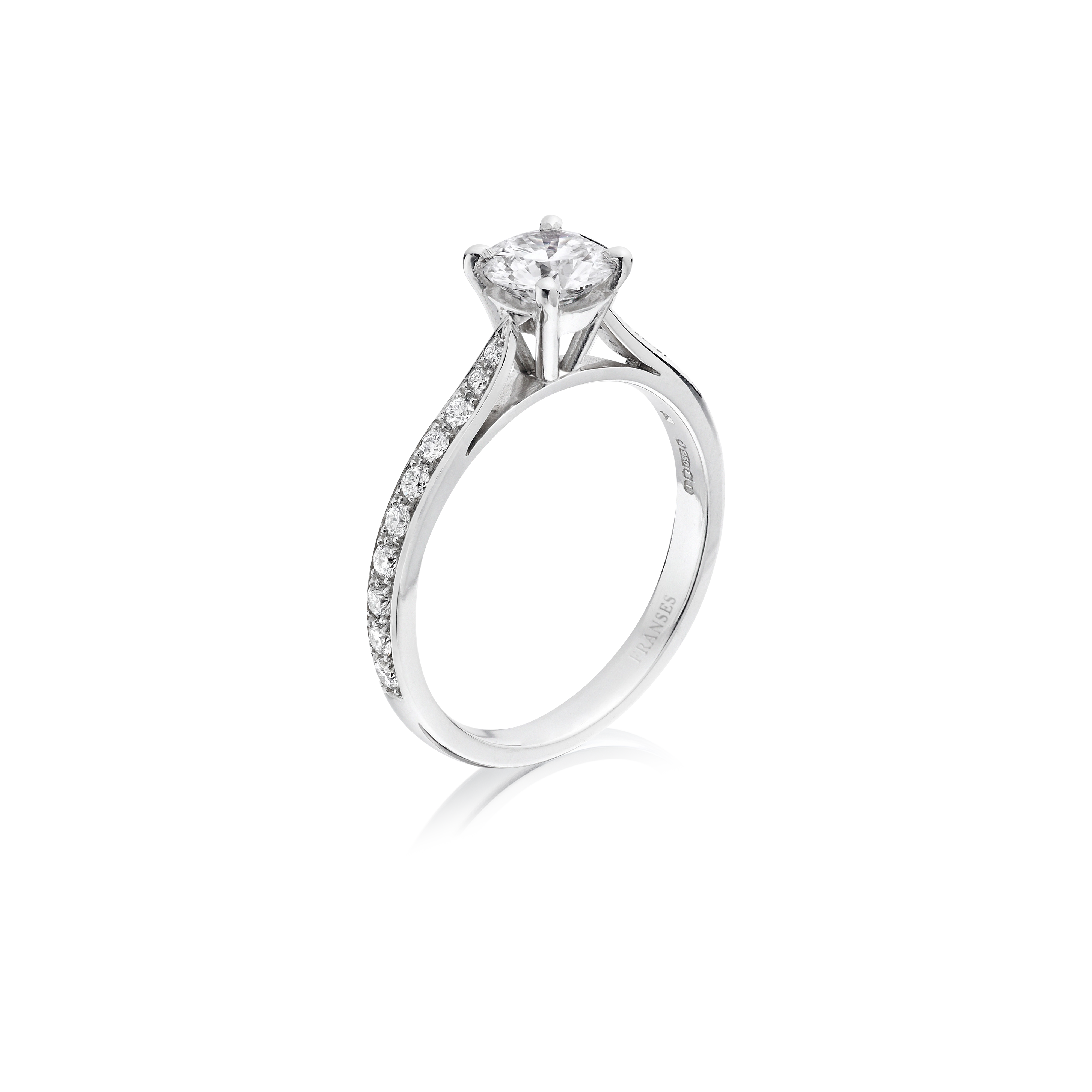 Diamond Band Single Stone Engagement Ring