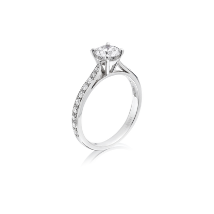 Diamond Band Single Stone Engagement Ring