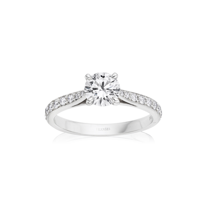 Diamond Band Single Stone Engagement Ring