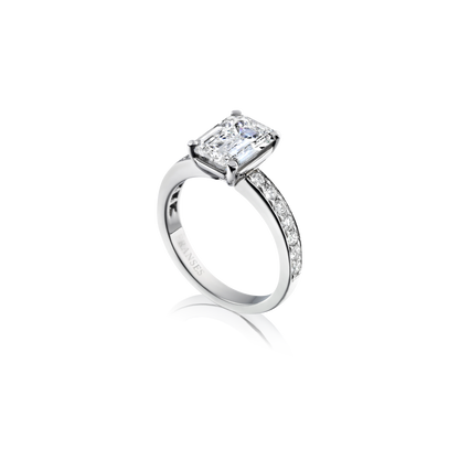 Diamond Band with Emerald Cut Diamond