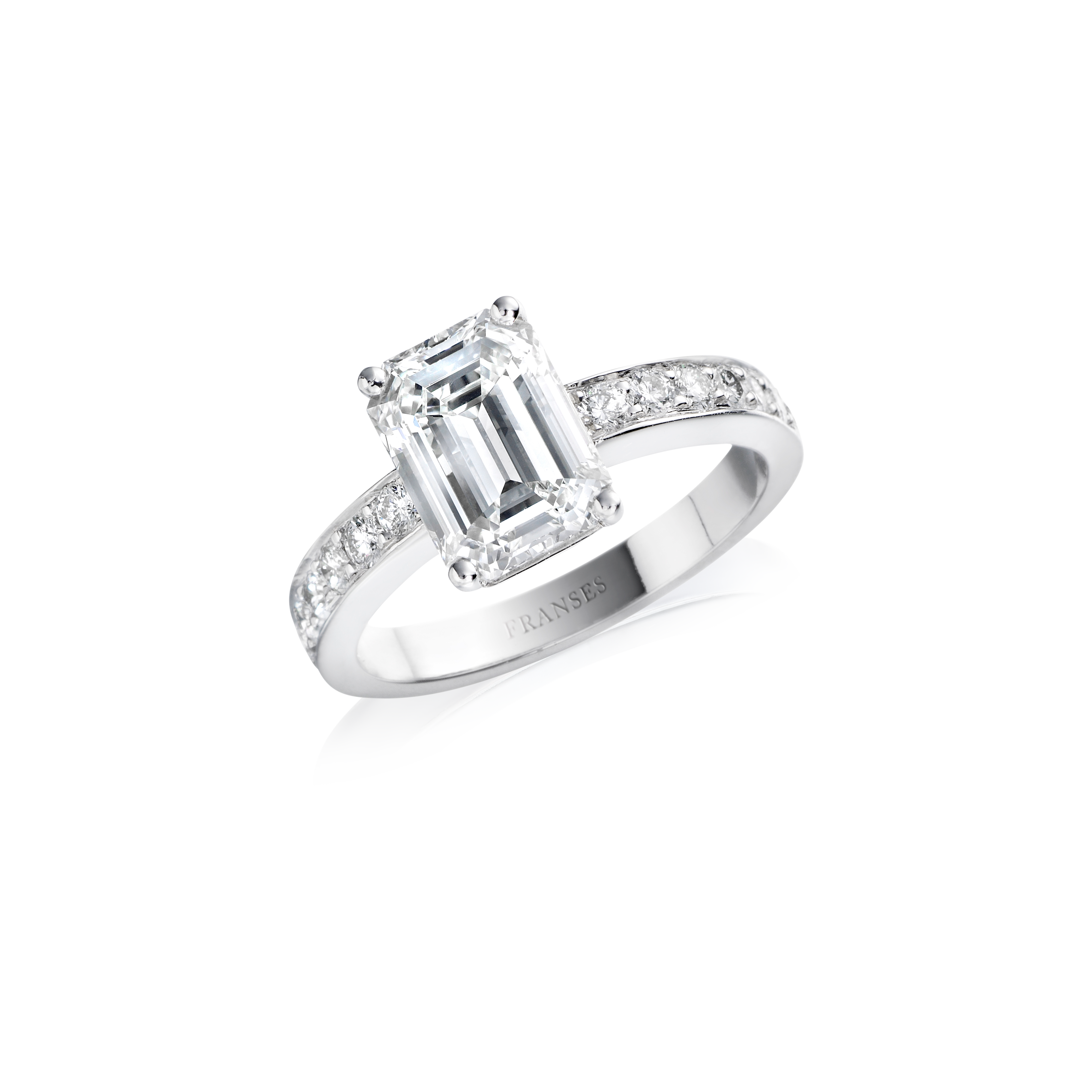 Diamond Band with Emerald Cut Diamond