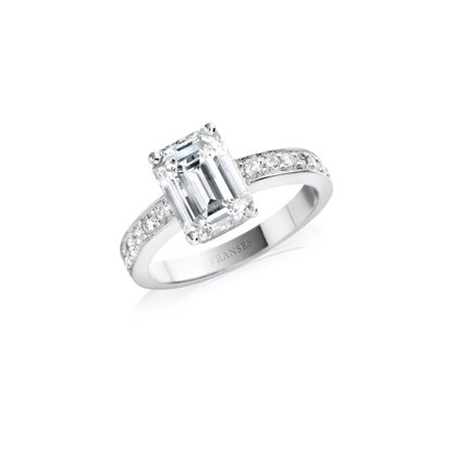 Diamond Band with Emerald Cut Diamond