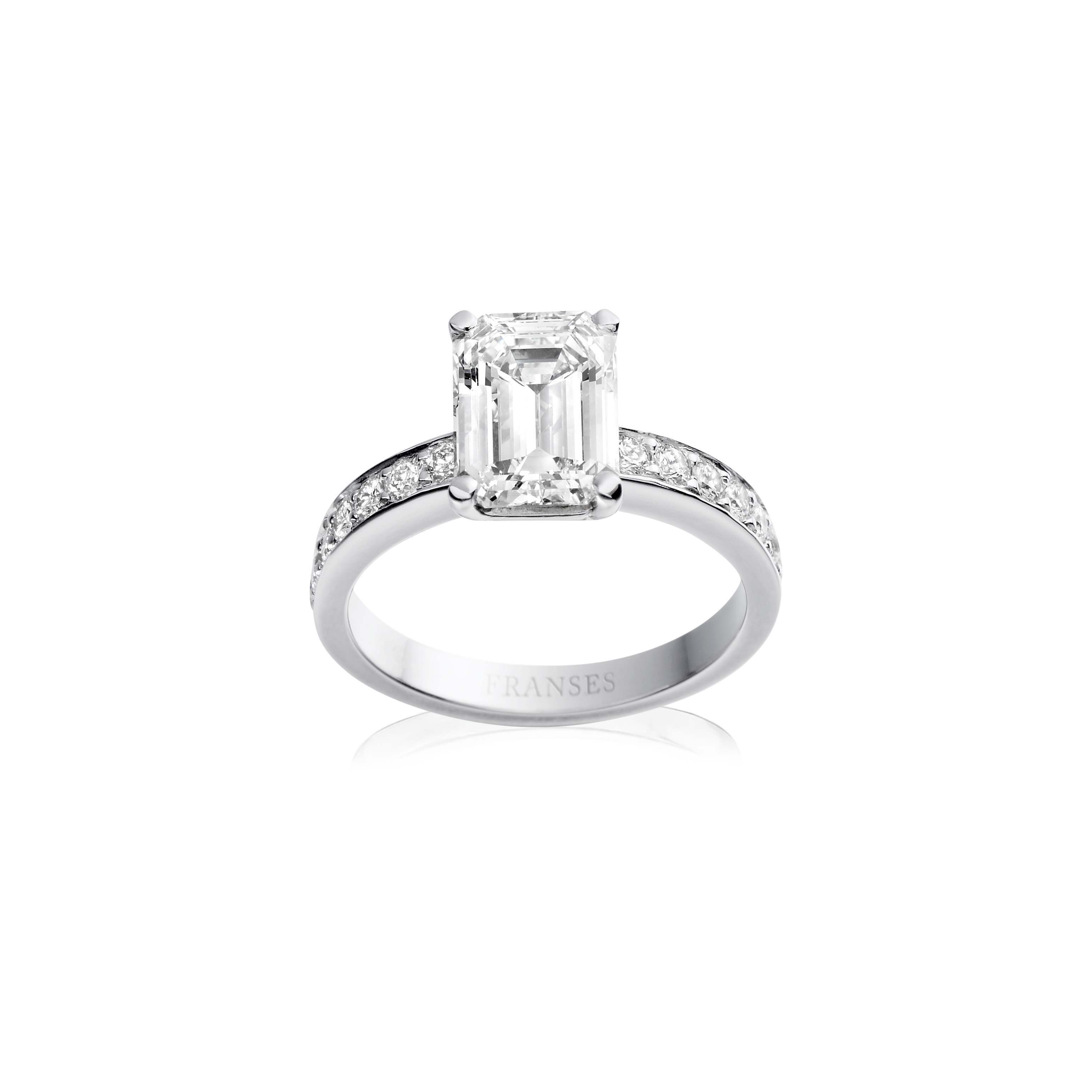 Diamond Band with Emerald Cut Diamond
