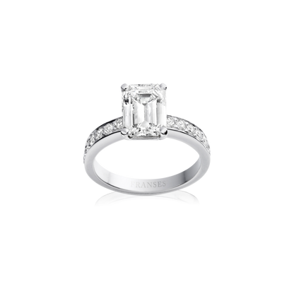Diamond Band with Emerald Cut Diamond