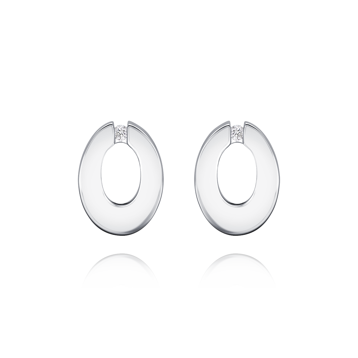 Pair of silver hoop earrings on a white background