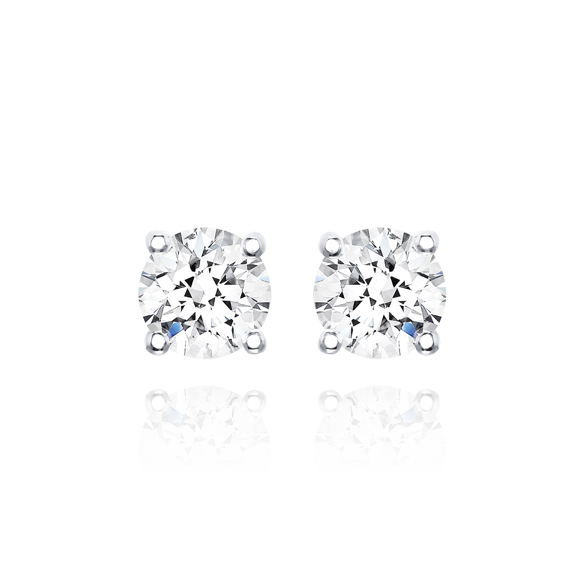 Pair of diamond stud earrings on a white background