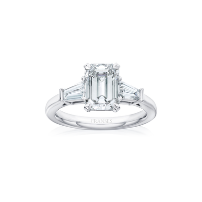 Emerald Cut Diamond Ring baguette shoulders