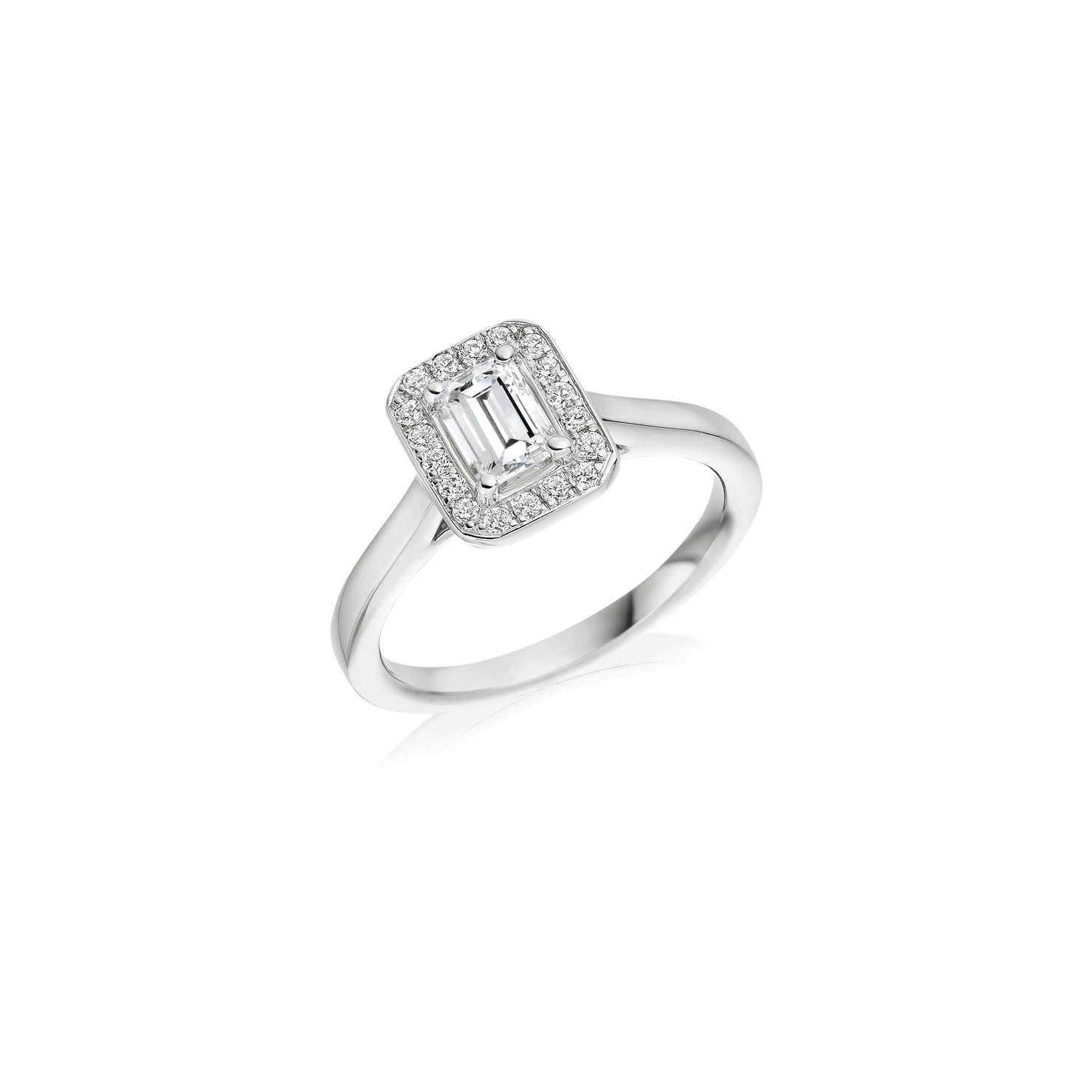 Emerald Cut Halo Ring