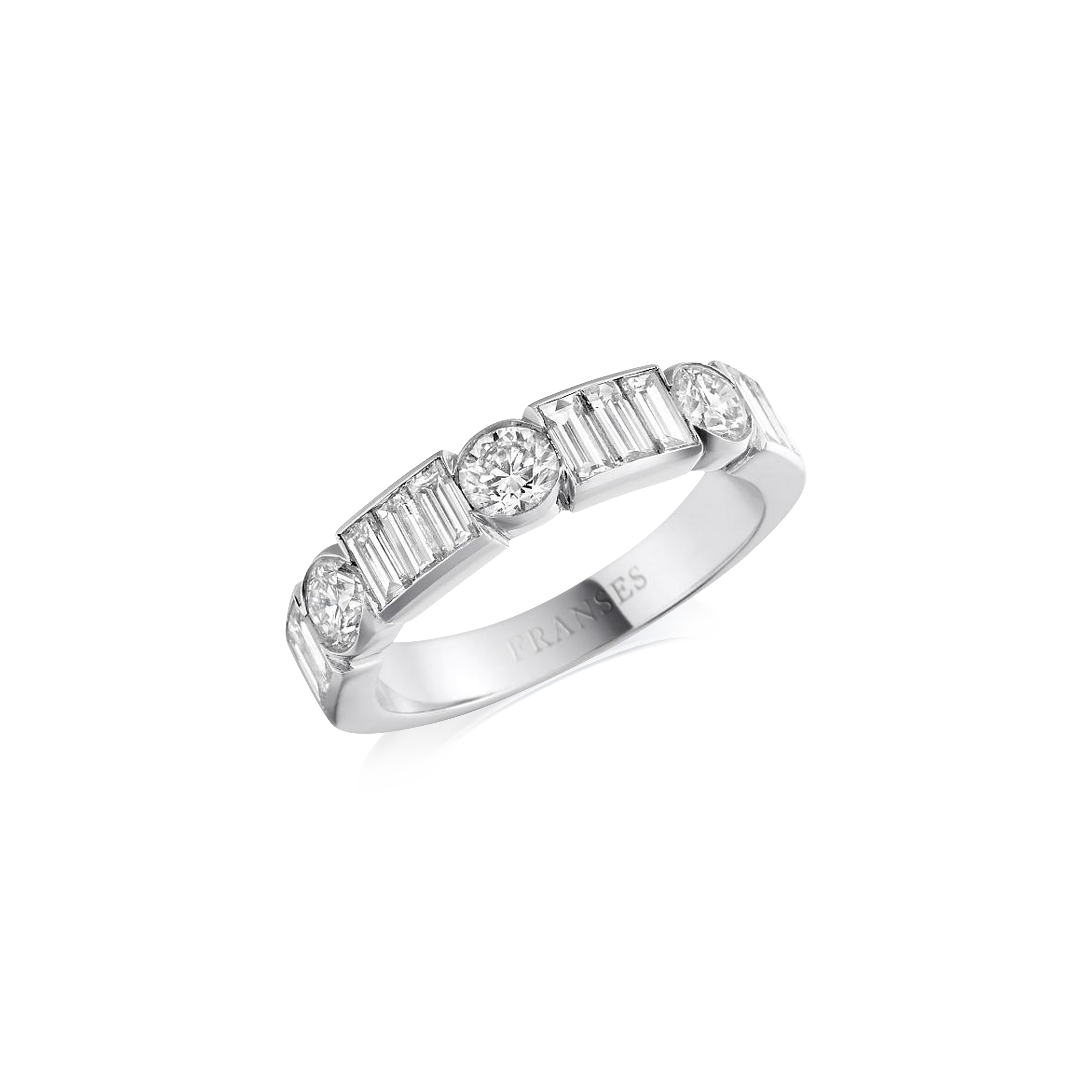 Franses Baguette and Round Diamond Ring