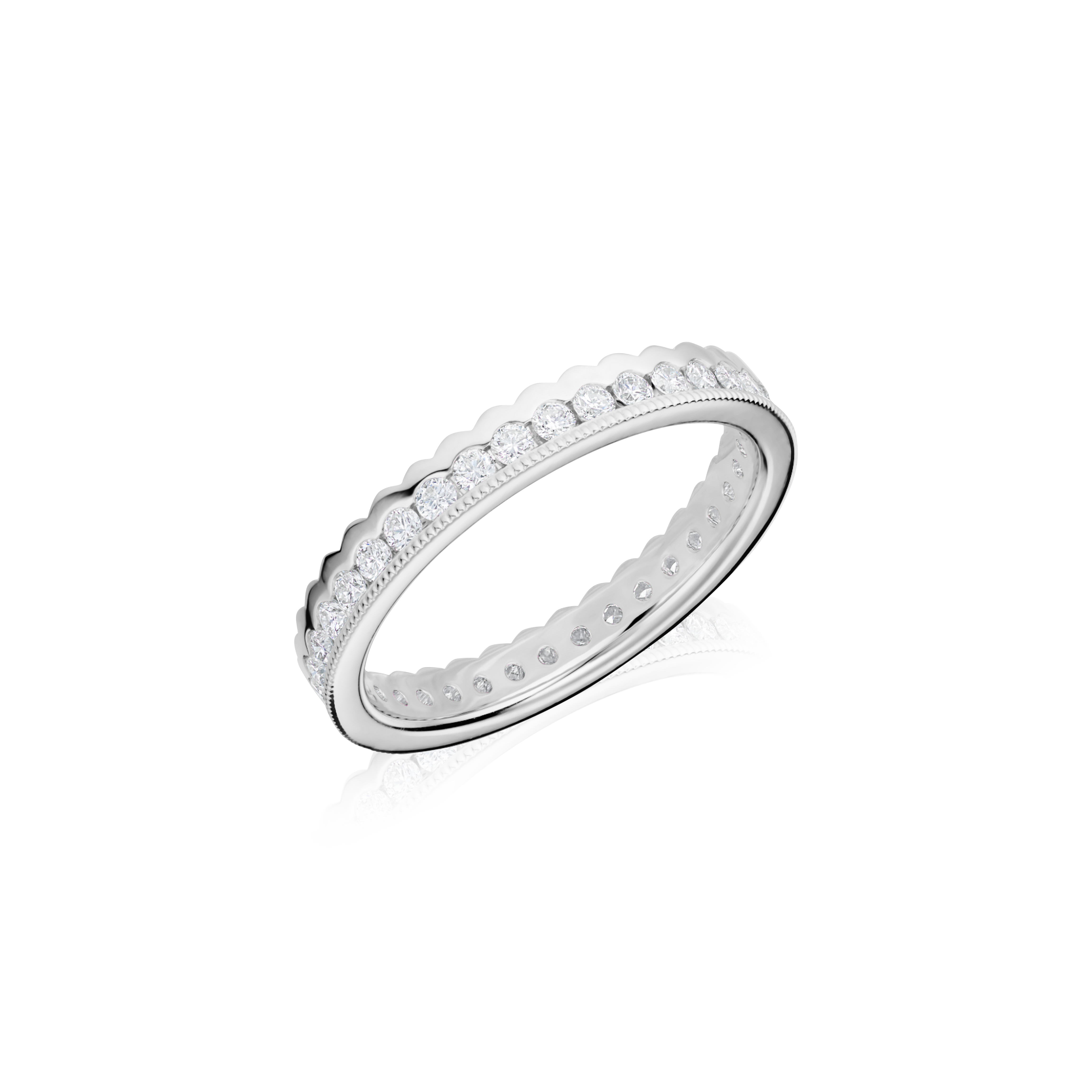 Full Diamond Set Ring with Scallop Lining