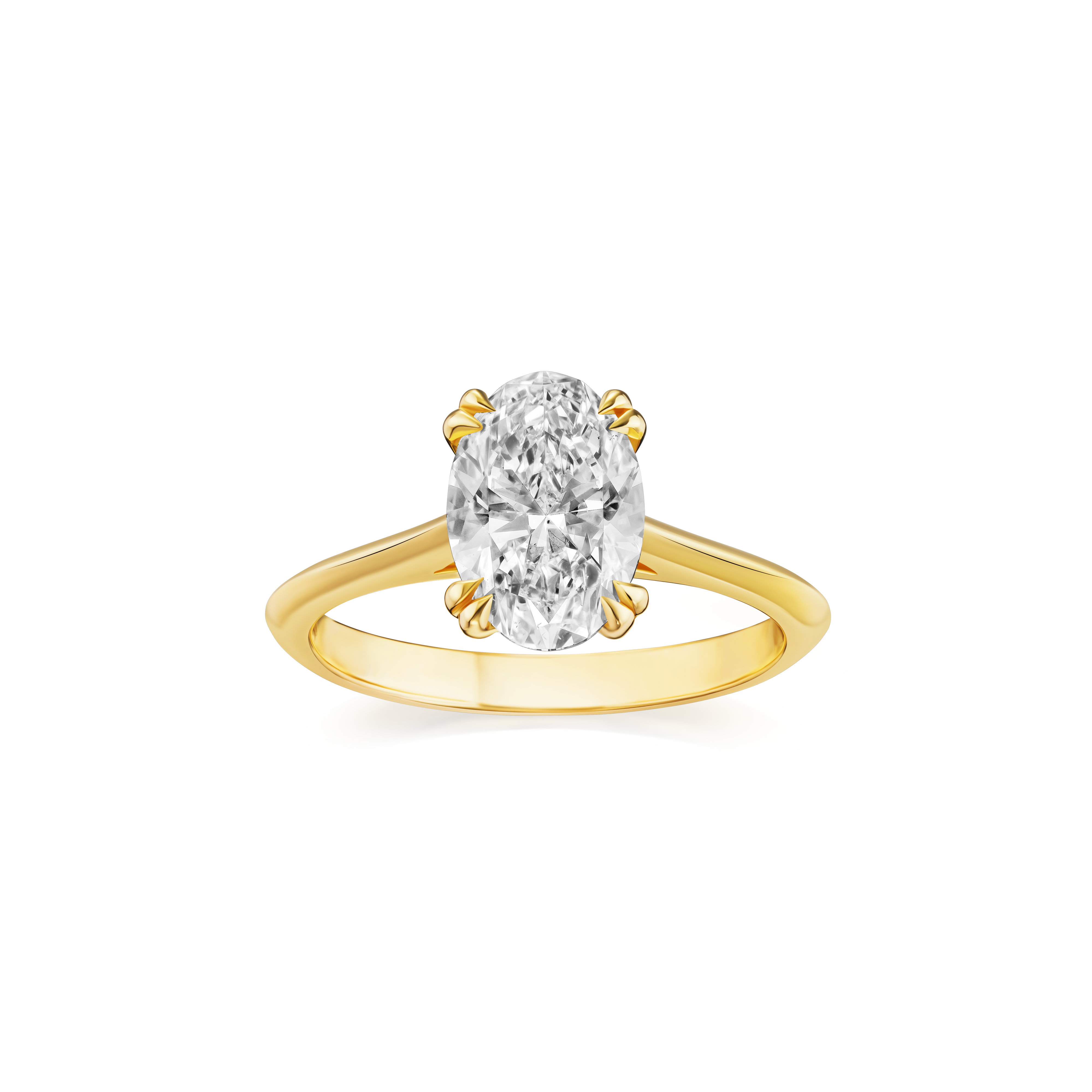 Gold ring with a diamond on a white background