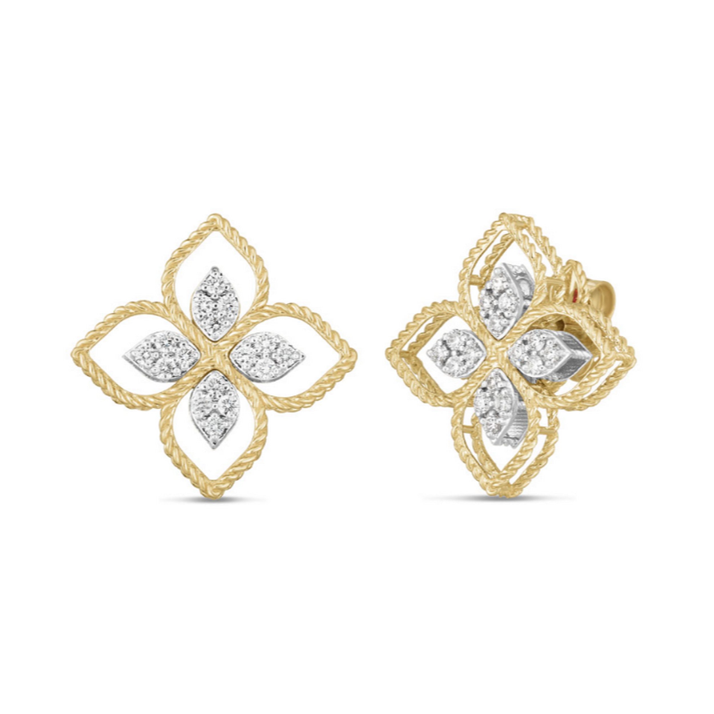 Princess Flower Earrings with Diamonds