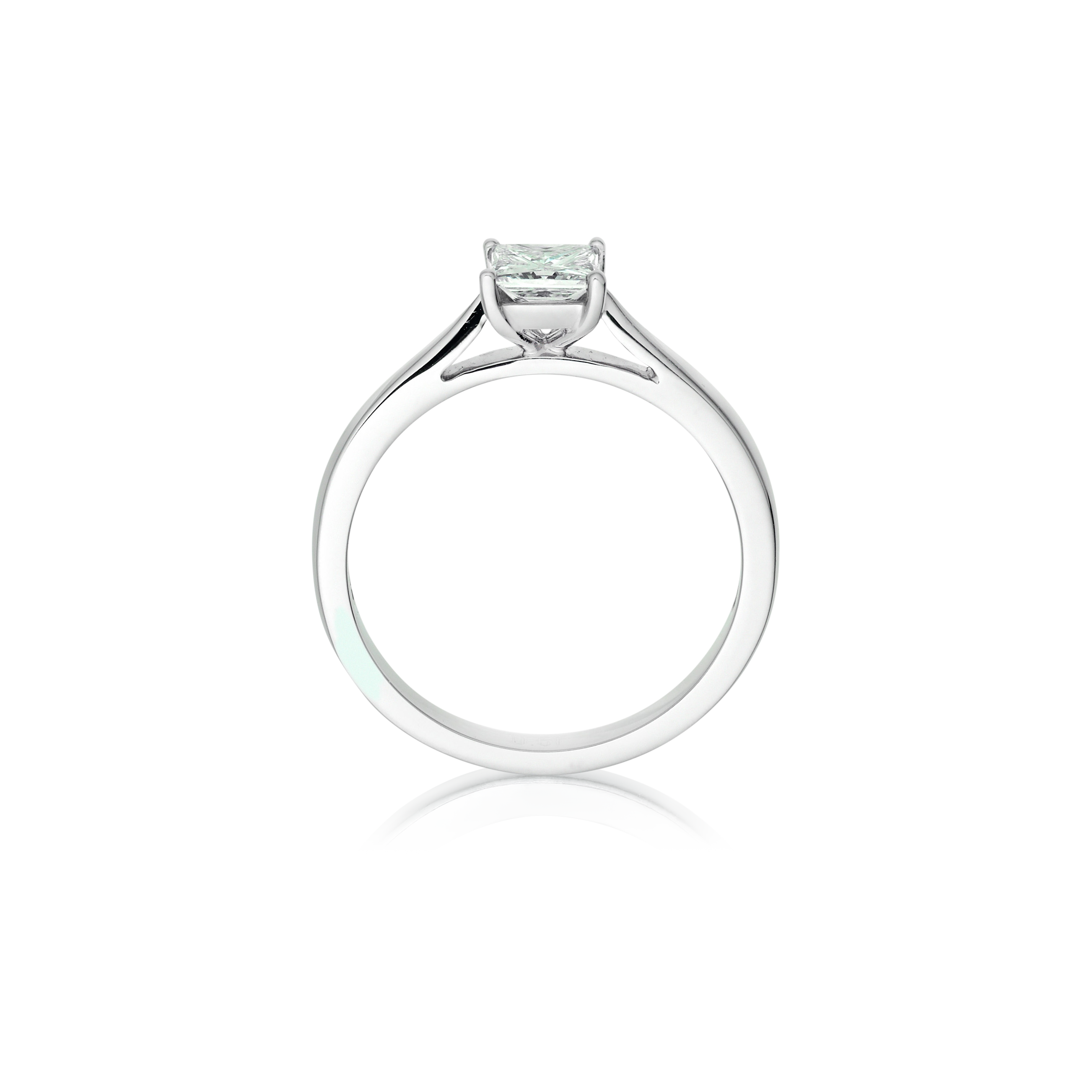 Princess-cut solitaire diamond engagement ring