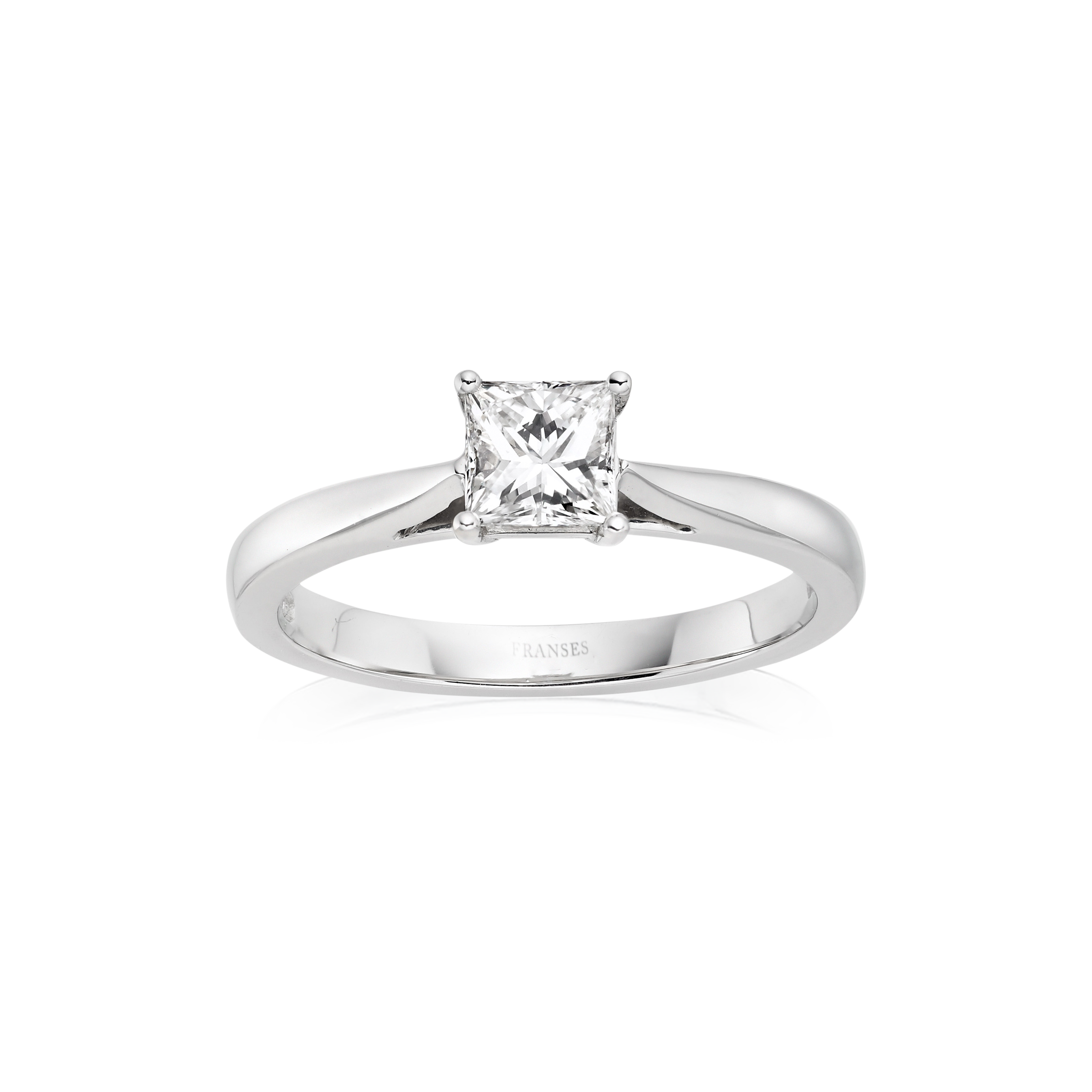 Princess-cut solitaire diamond engagement ring