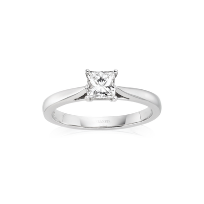 Princess-cut solitaire diamond engagement ring