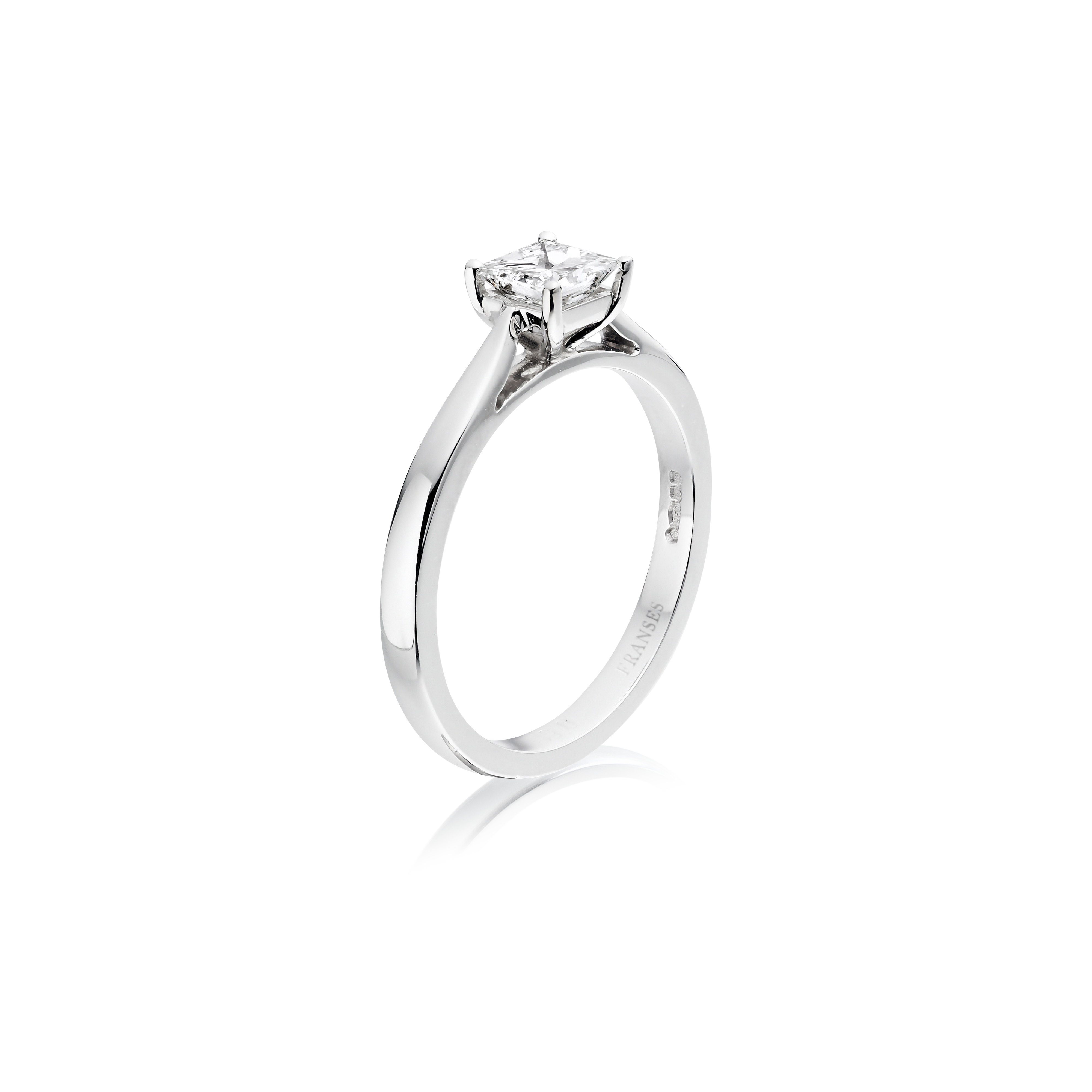 Princess-cut solitaire diamond engagement ring