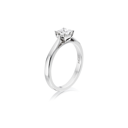 Princess-cut solitaire diamond engagement ring
