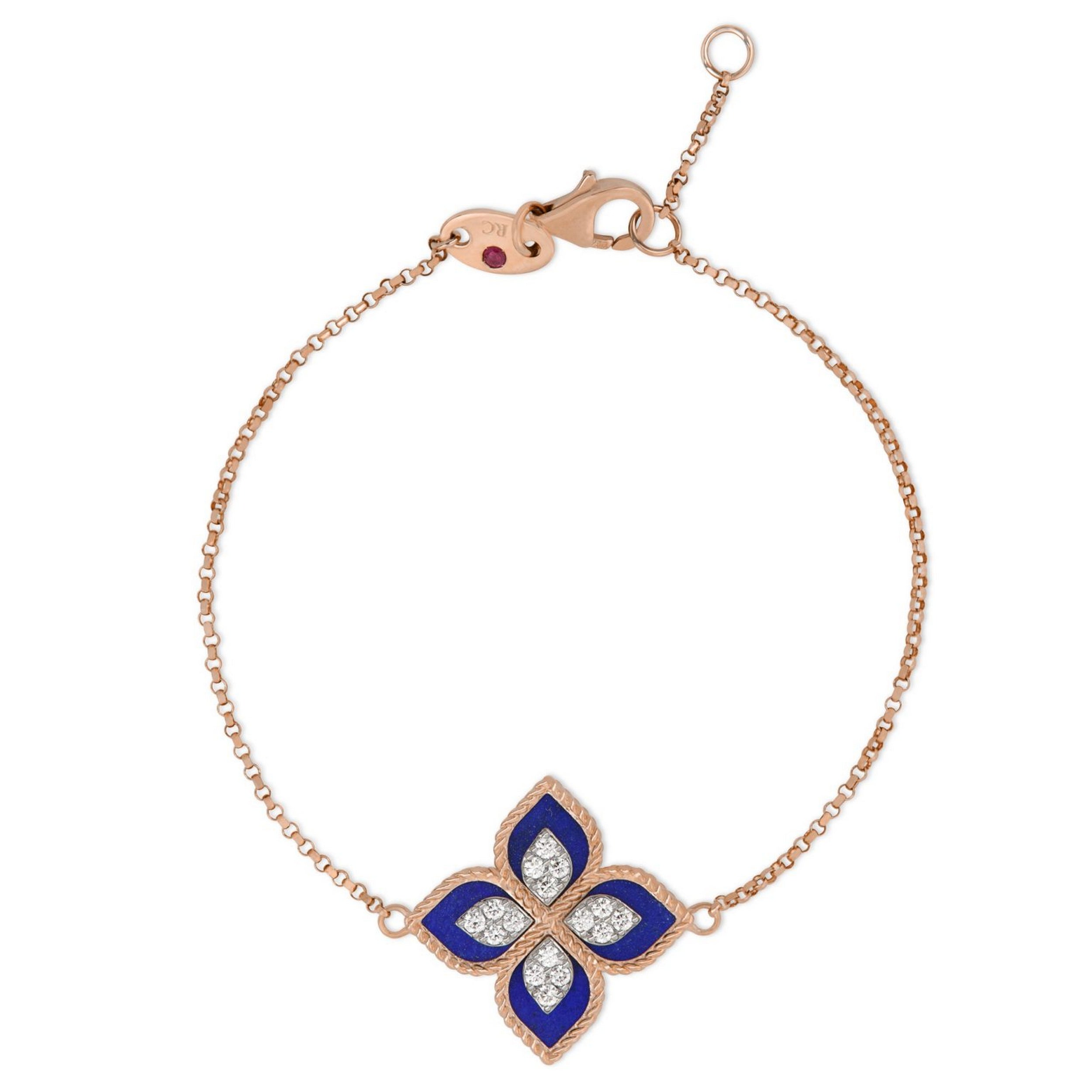 Princess Flower Bracelet With Diamonds And Lapis