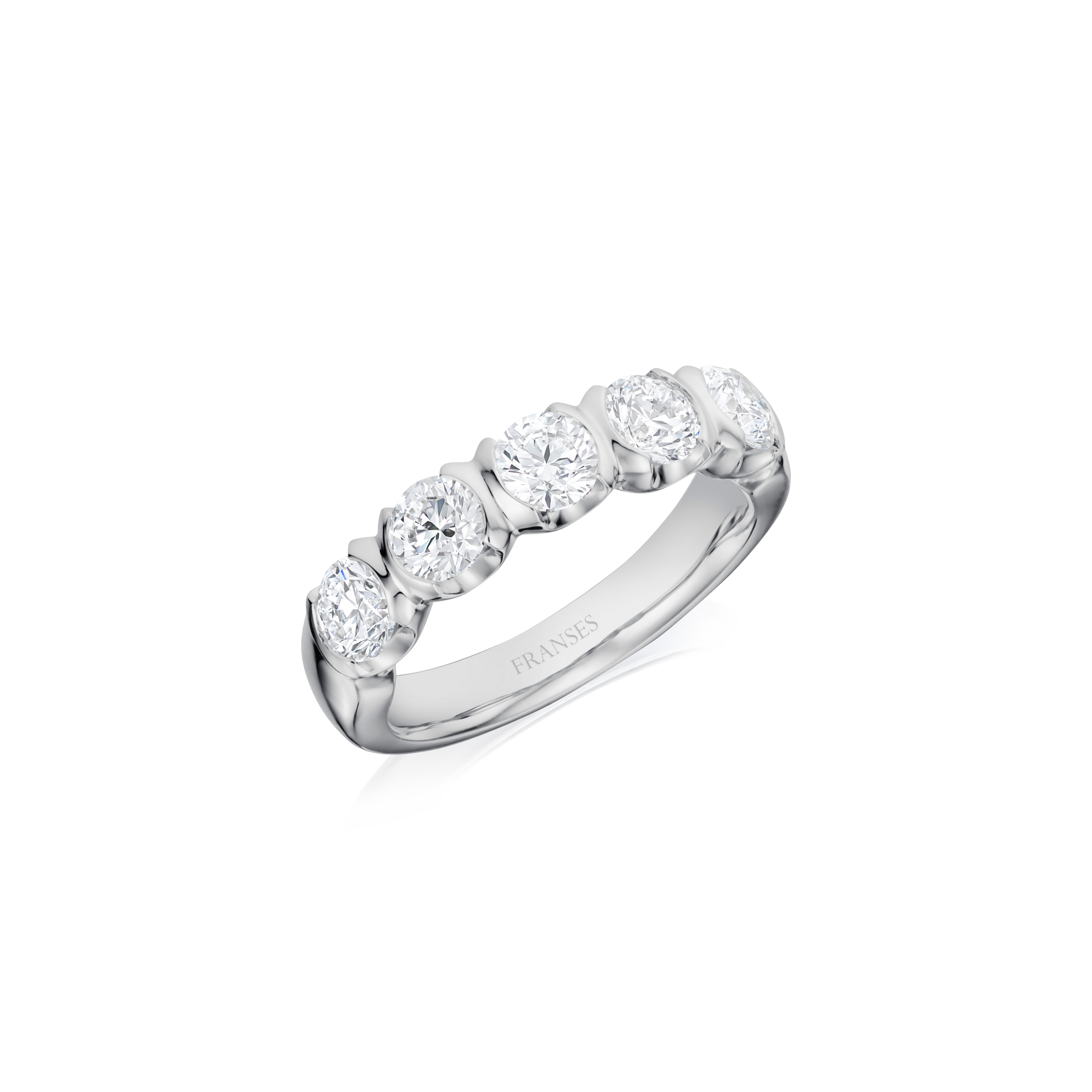 Round Brilliant Cut Diamond Lined Halo Eternity Band