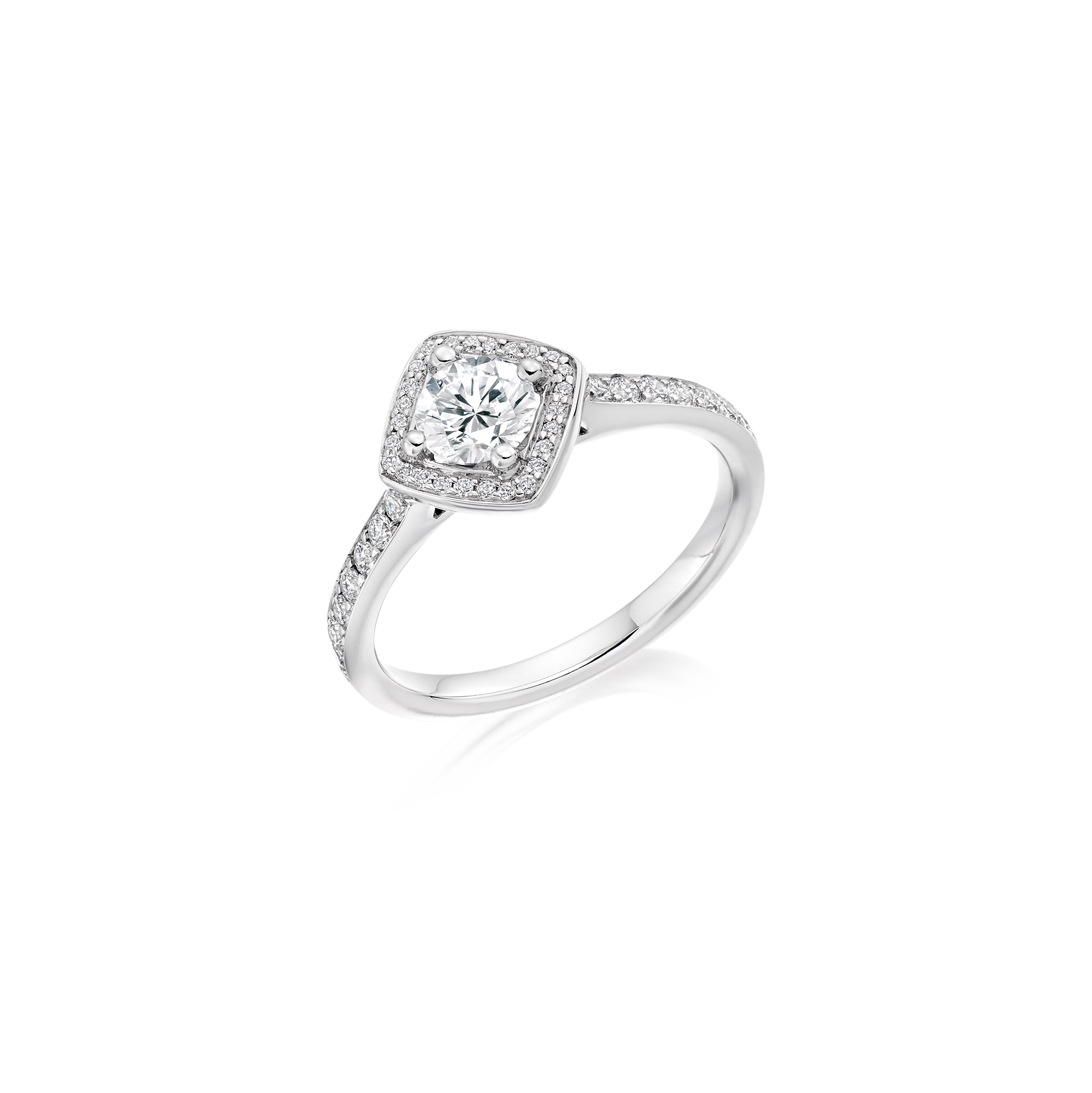 Round Brilliant Halo Ring with Rim