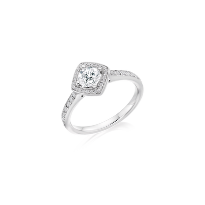 Round Brilliant Halo Ring with Rim