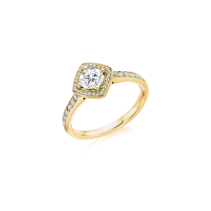 Round Brilliant Halo Ring with Rim