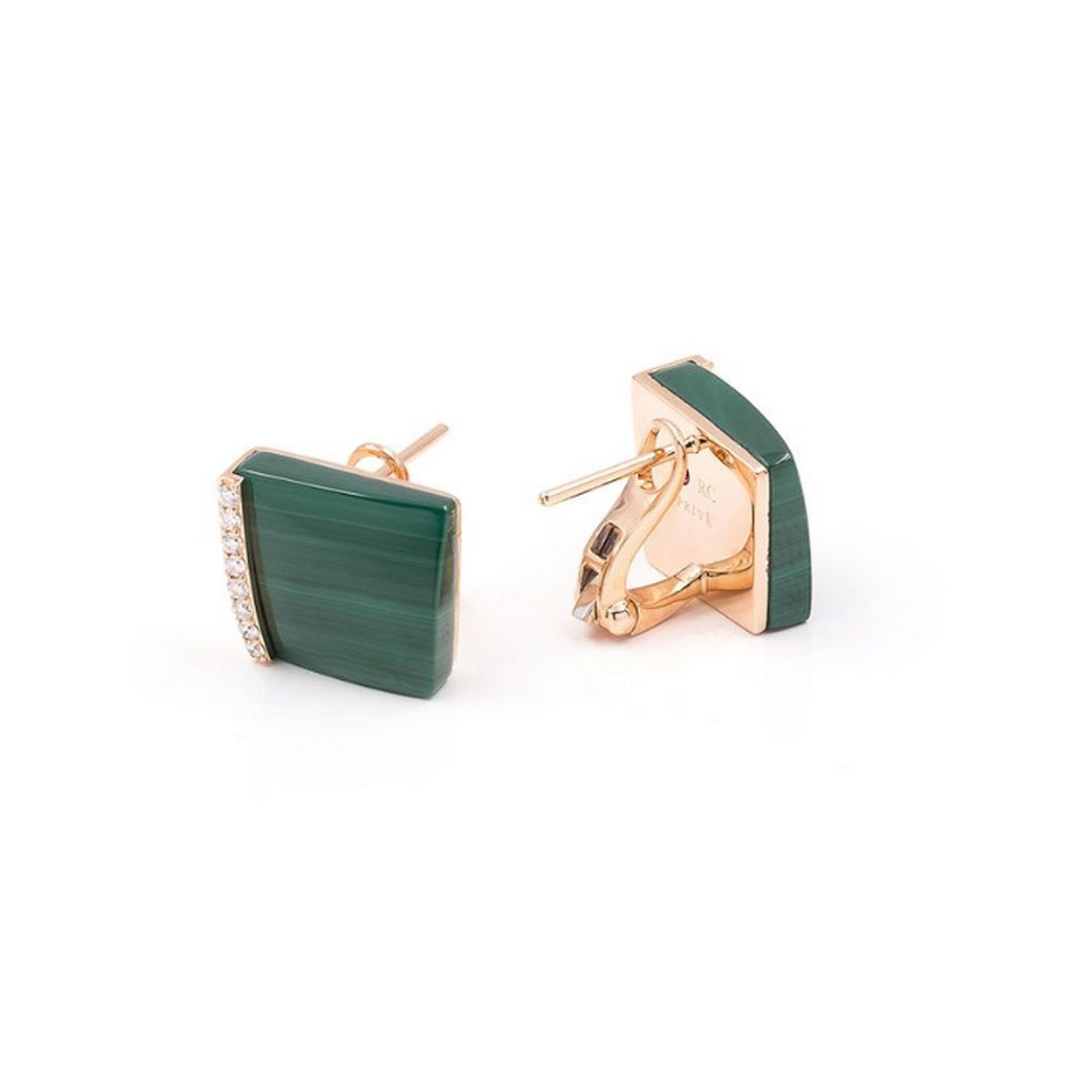 Sauvage Privé Earrings with Malachite and Diamonds