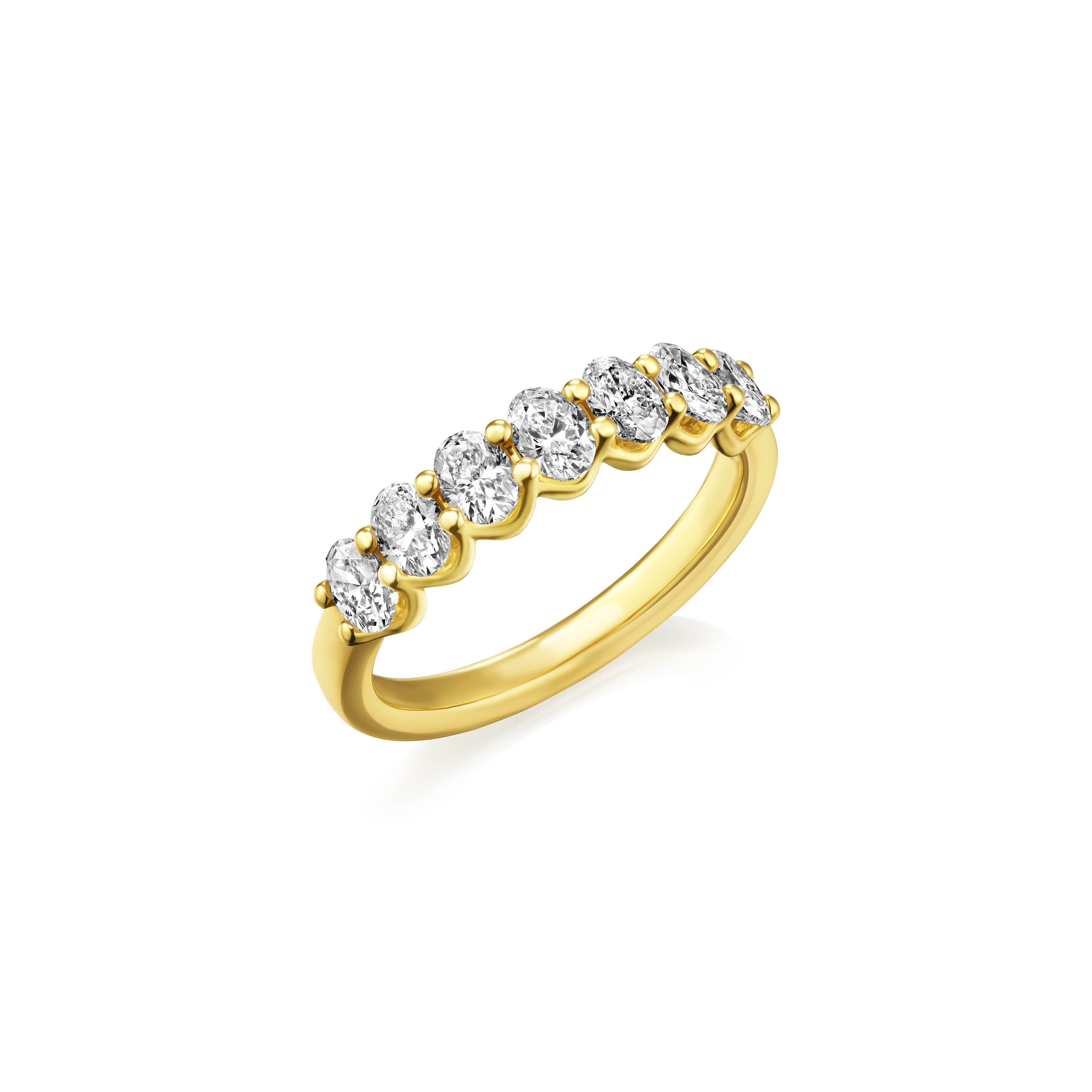 Gold ring with diamonds on a white background